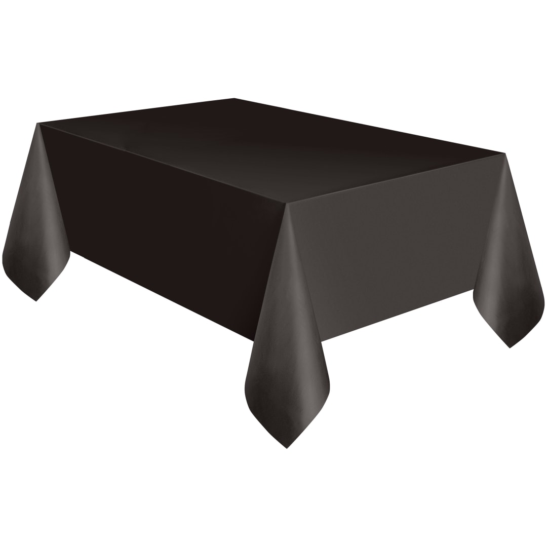 Midnight Black Solid Rectangular Plastic Table Cover, 54" x 108"