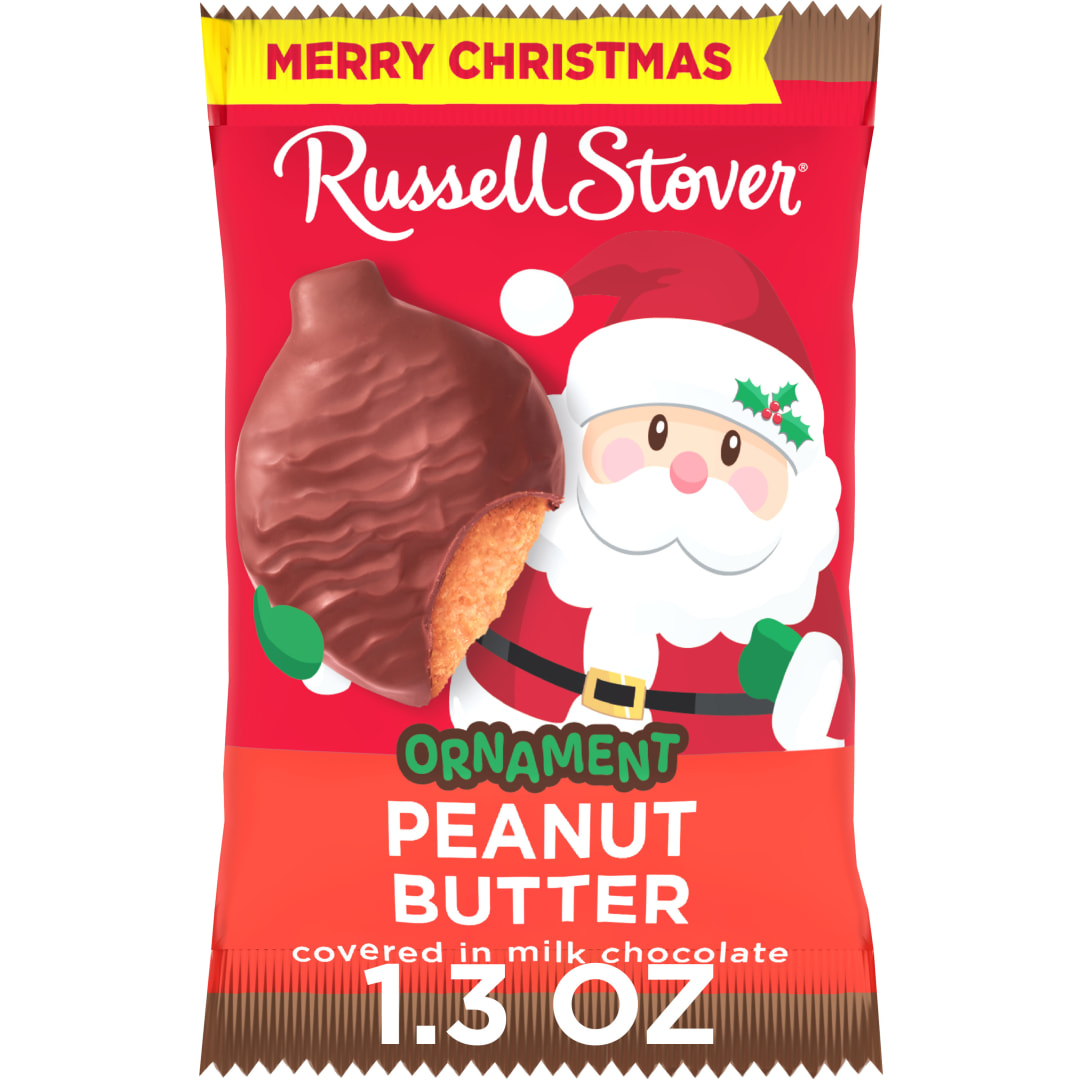 RUSSELL STOVER Christmas Milk Chocolate Peanut Butter Candy Ornament, 1.3 oz.