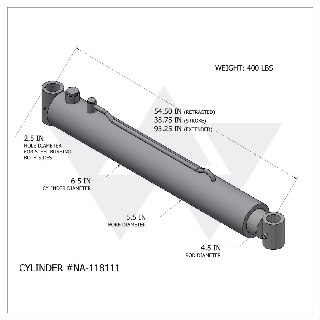 Wastebuilt® Replacement for New Way 32 Yard Slide Cylinder (5.5" X 4.5" X 38.75")