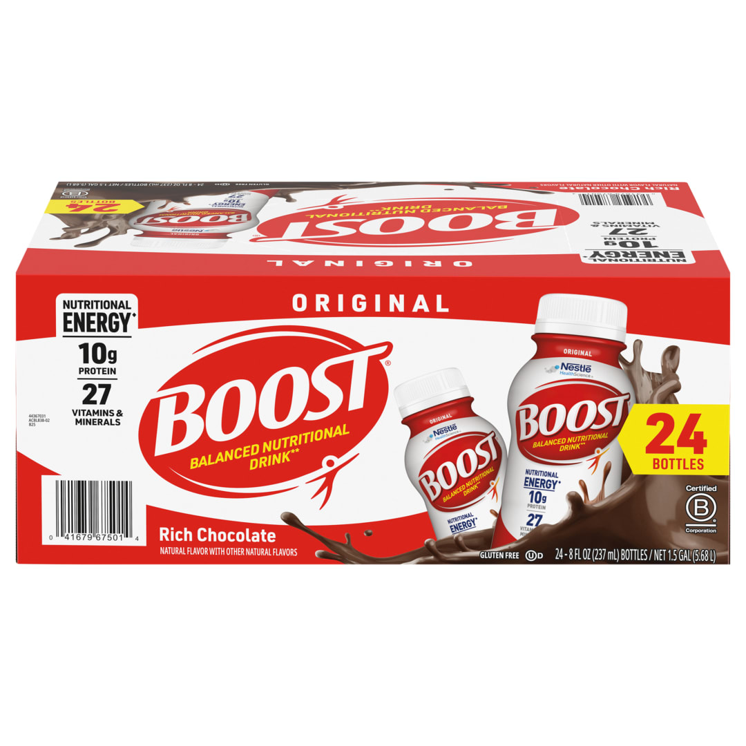 BOOST Original Balanced Nutritional Drink Protein Shakes, Rich Chocolate, 8 fl oz, 24 Pack