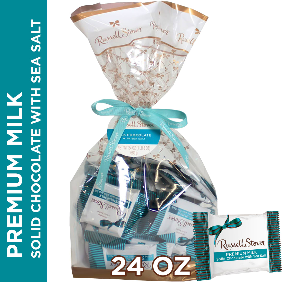 RUSSELL STOVER Milk Chocolate Sea Salt Tiles Gift Bag, 24 oz.
