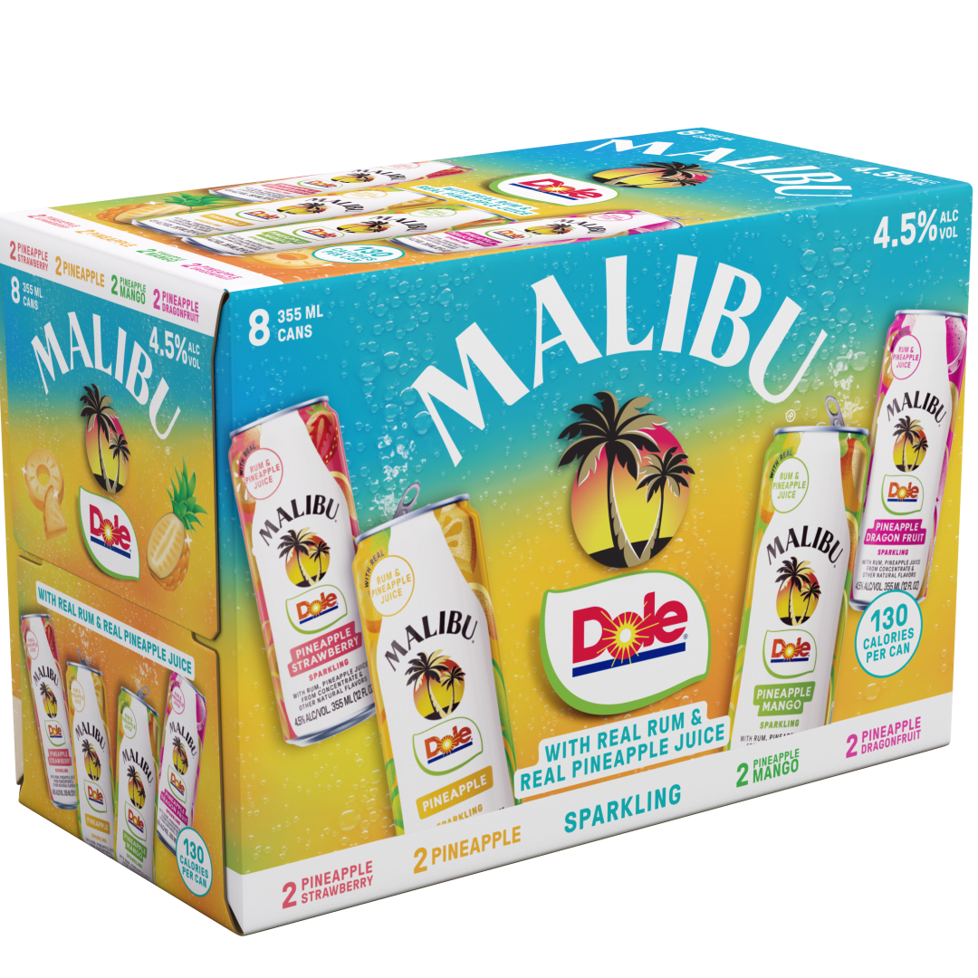 Malibu Ready to Drink Cocktail Dole Variety Pack, 8 Pack, 12 oz Cans, 9 Proof