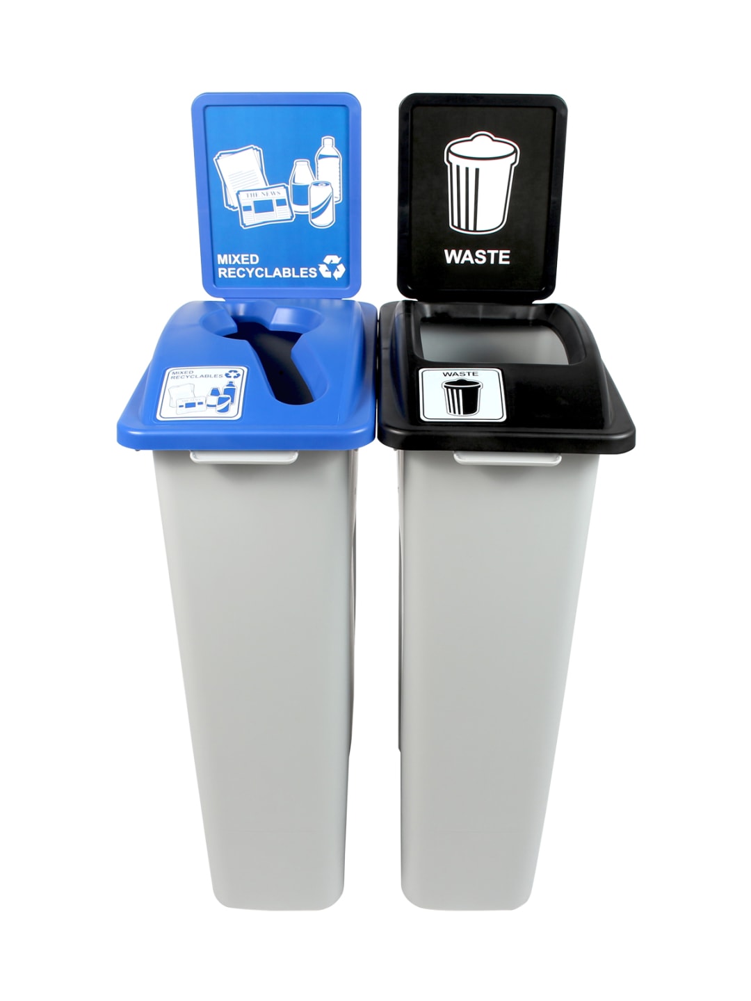 WASTE WATCHER - Double - Kit - Mixed Recyclables-Waste - Mixed-Full - Grey-Blue-Black