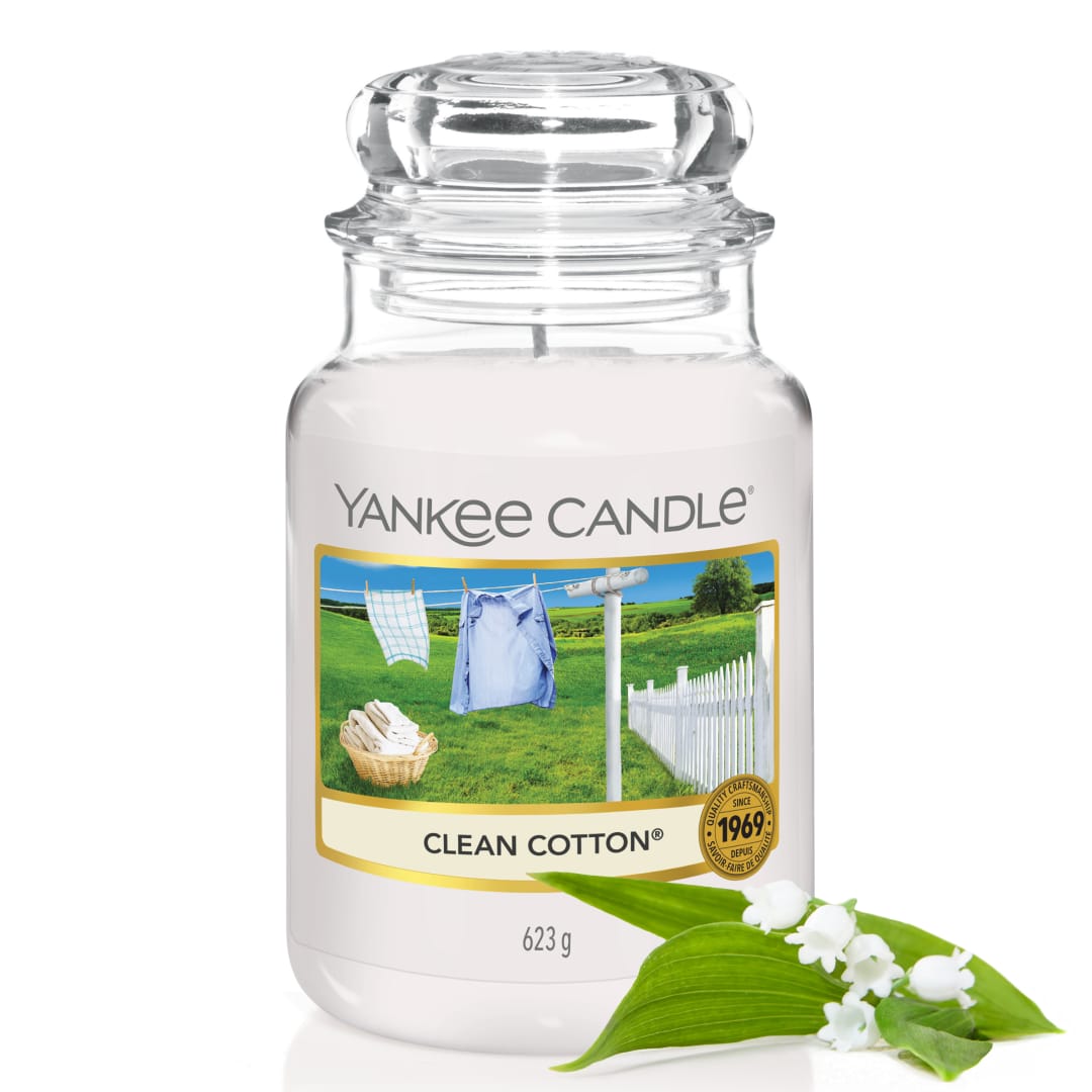 Yankee Candle vela perfumada| Clean Cotton vela en tarro grande | Velas de larga duración: hasta 150 h | Regalo ideal para mujer