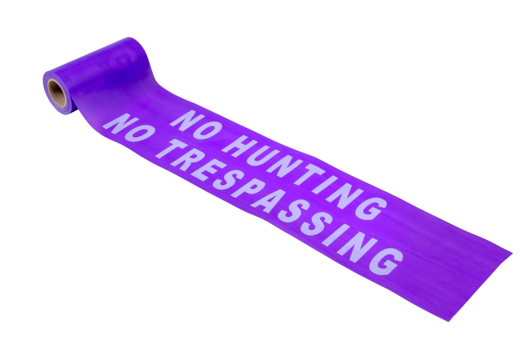 Barricade Tape-NO HUNTING/NO TRESPASSING 100'x6" Purple