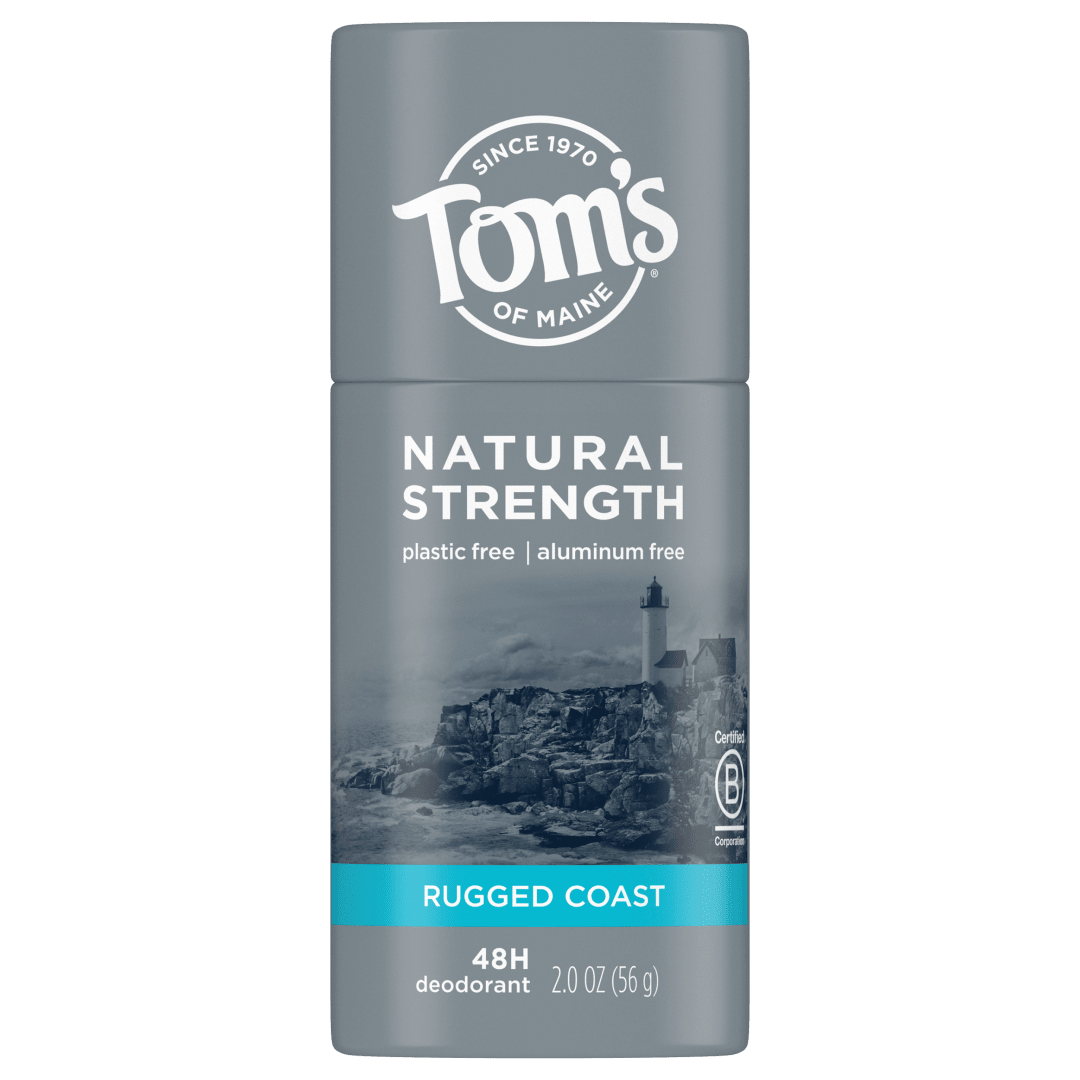 Tom's of Maine Natural Strength Plastic-Free Aluminum-Free Deodorant for Men, Rugged Coast, 2 oz.