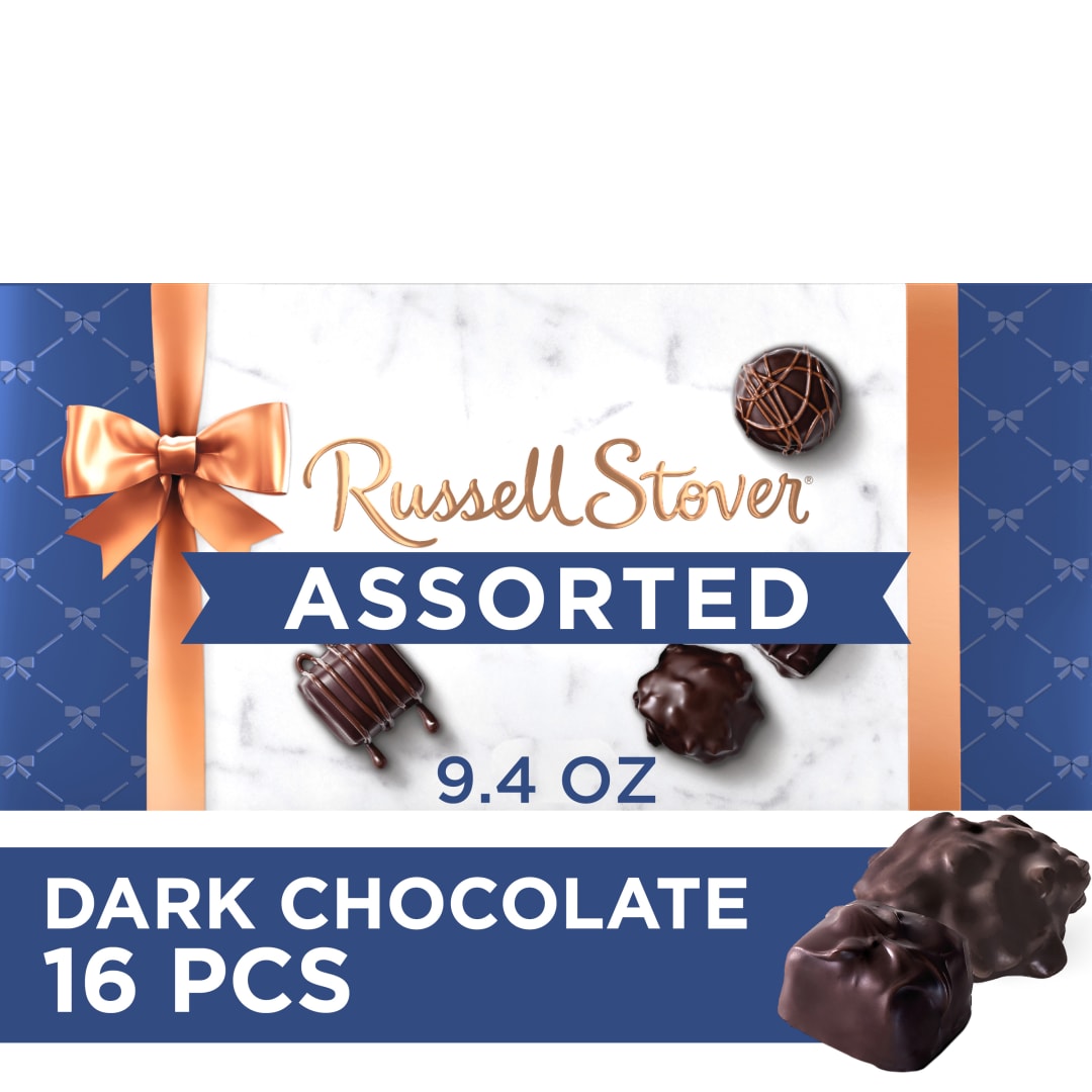RUSSELL STOVER Assorted Dark Chocolate Candy Gift Box, 9.4 oz.