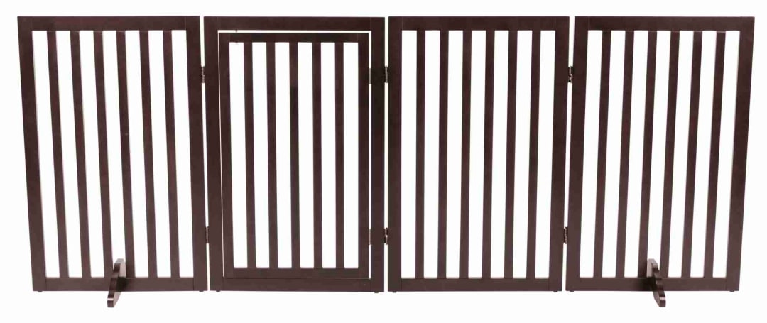Freestanding 4-Panel Pet Gate 24-in Tall, Brown