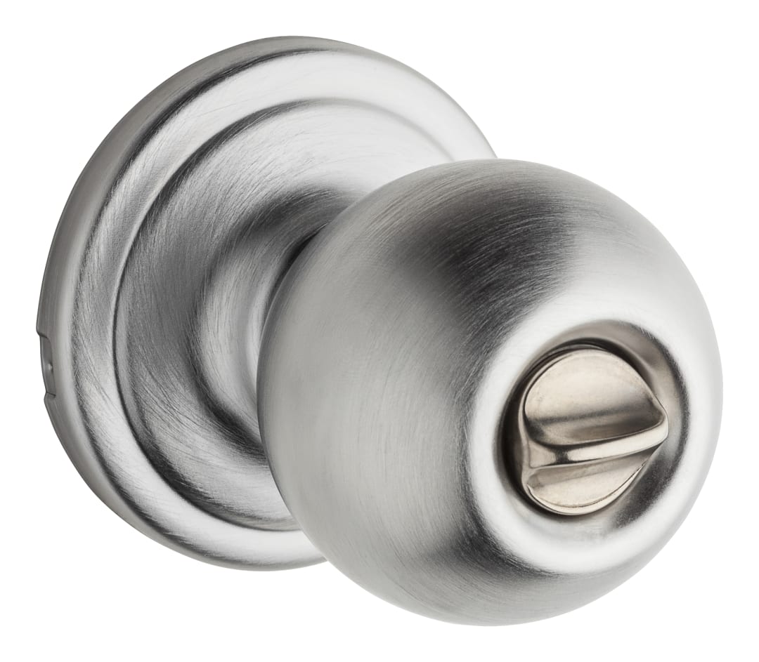 Huntington Privacy Knob in Satin Chrome, Bedroom/Bathroom Round