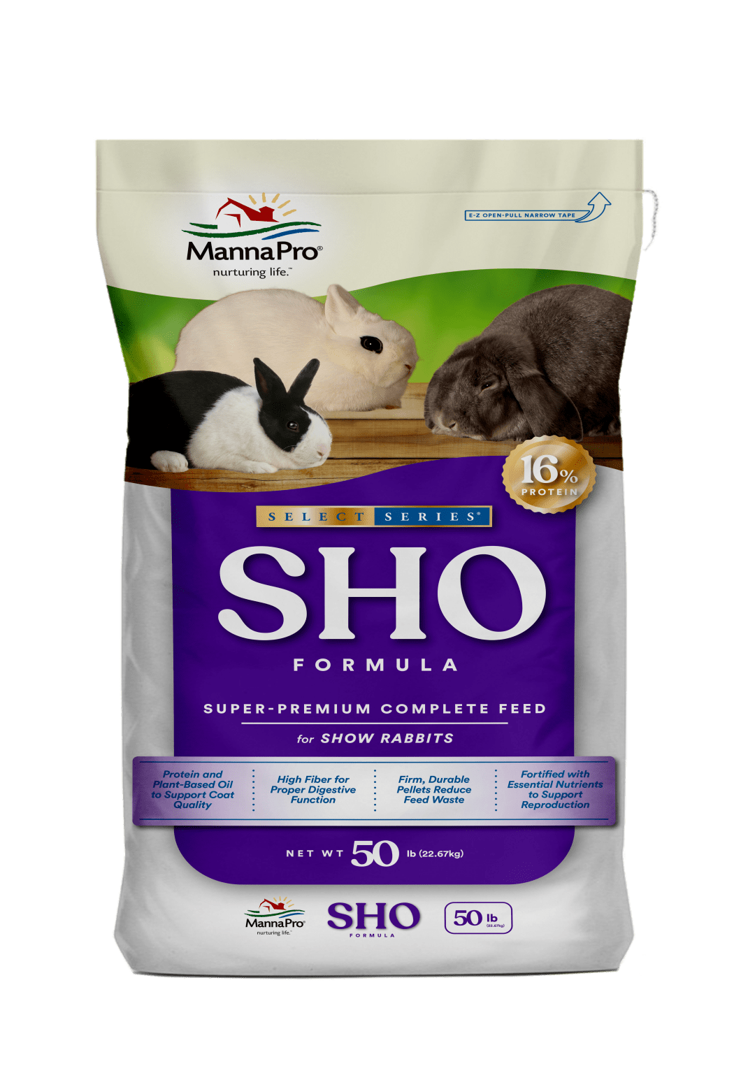 Manna Pro® Select Series® SHO Formula | Super-Premium Feed for Show Rabbits| Pelleted Feed | 50 lb