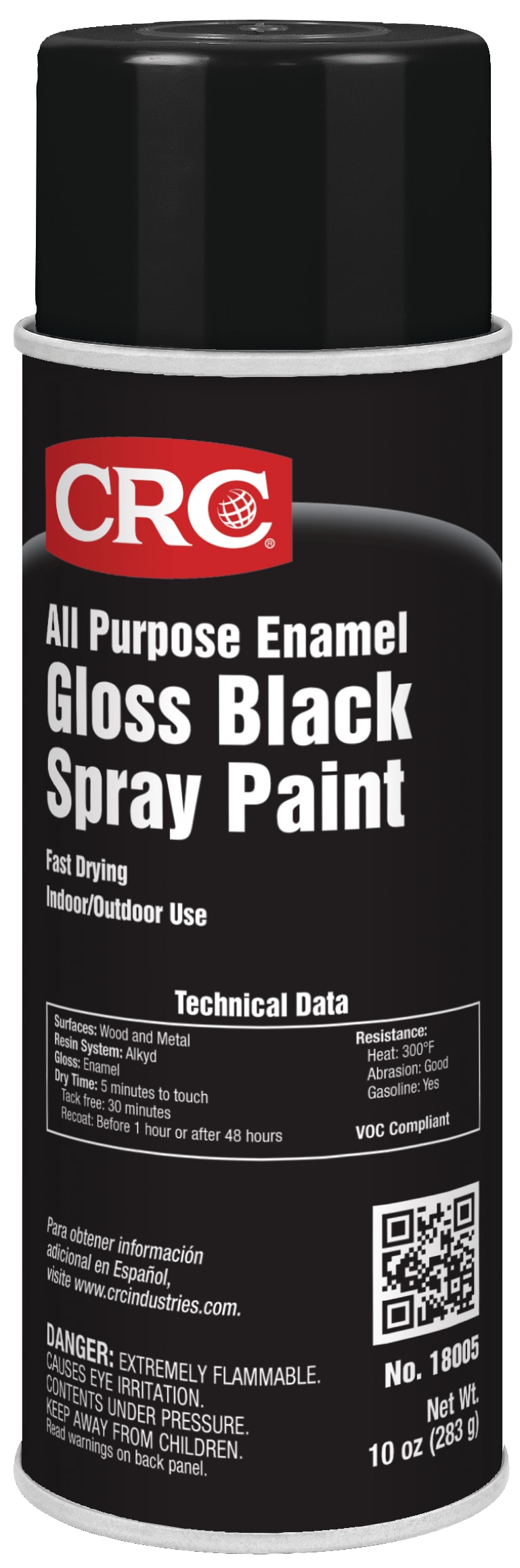 CRC All Purpose Enamel Spray Paint-Gloss Black 1X10OZ
