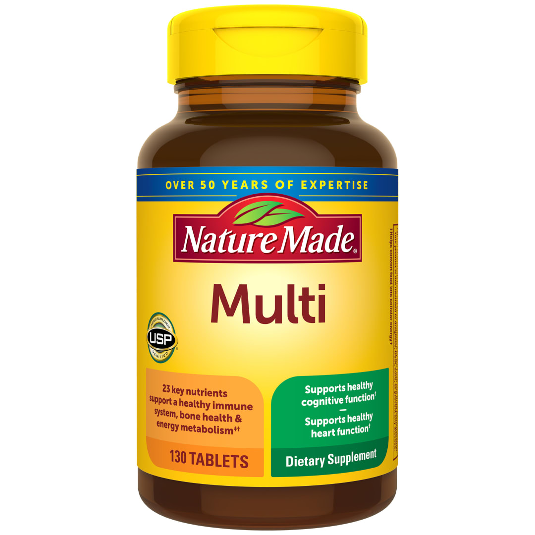 Nature Made Multivitamin Tablets with Iron, Multivitamin for Women and Men for Daily Nutritional Support, Multi Vitamins for Adults, 130 Tablets, 130 Day Supply