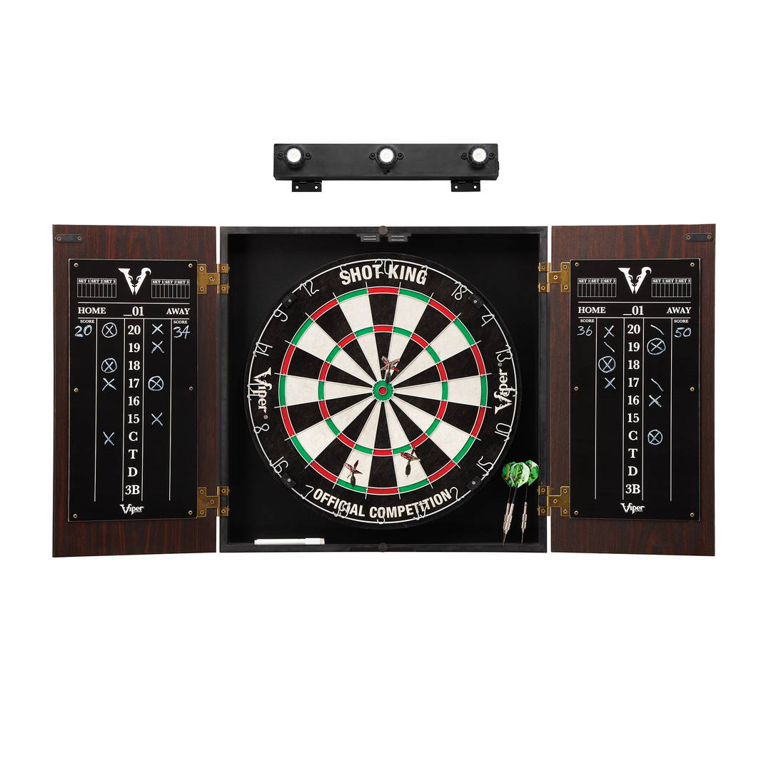 Viper Stadium Cabinet with Shot King Sisal Dartboard & Shadow Buster Dartboard Lights