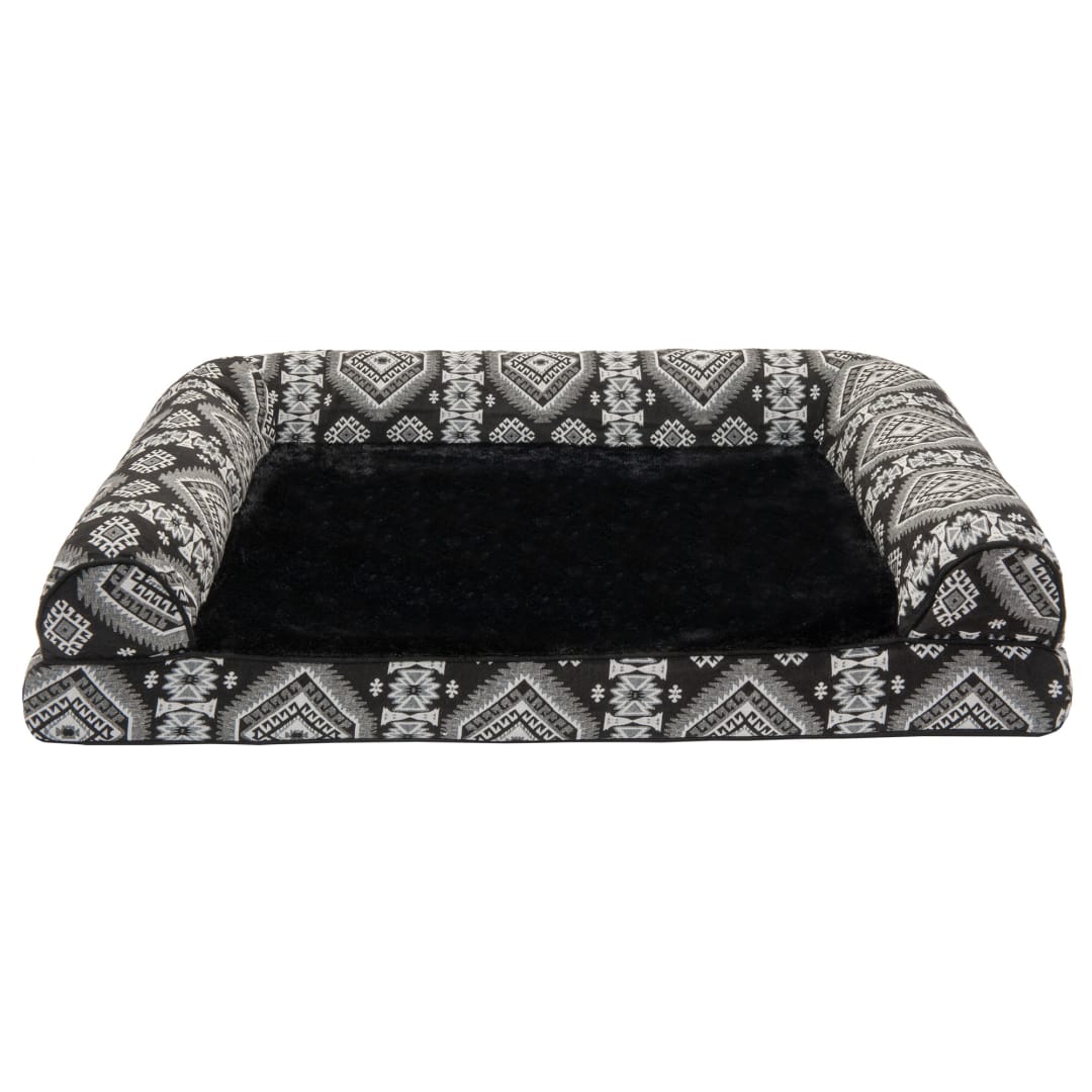 FurHaven Southwest Kilim Orthopedic Sofa Pet Bed, Black Medallion, Large