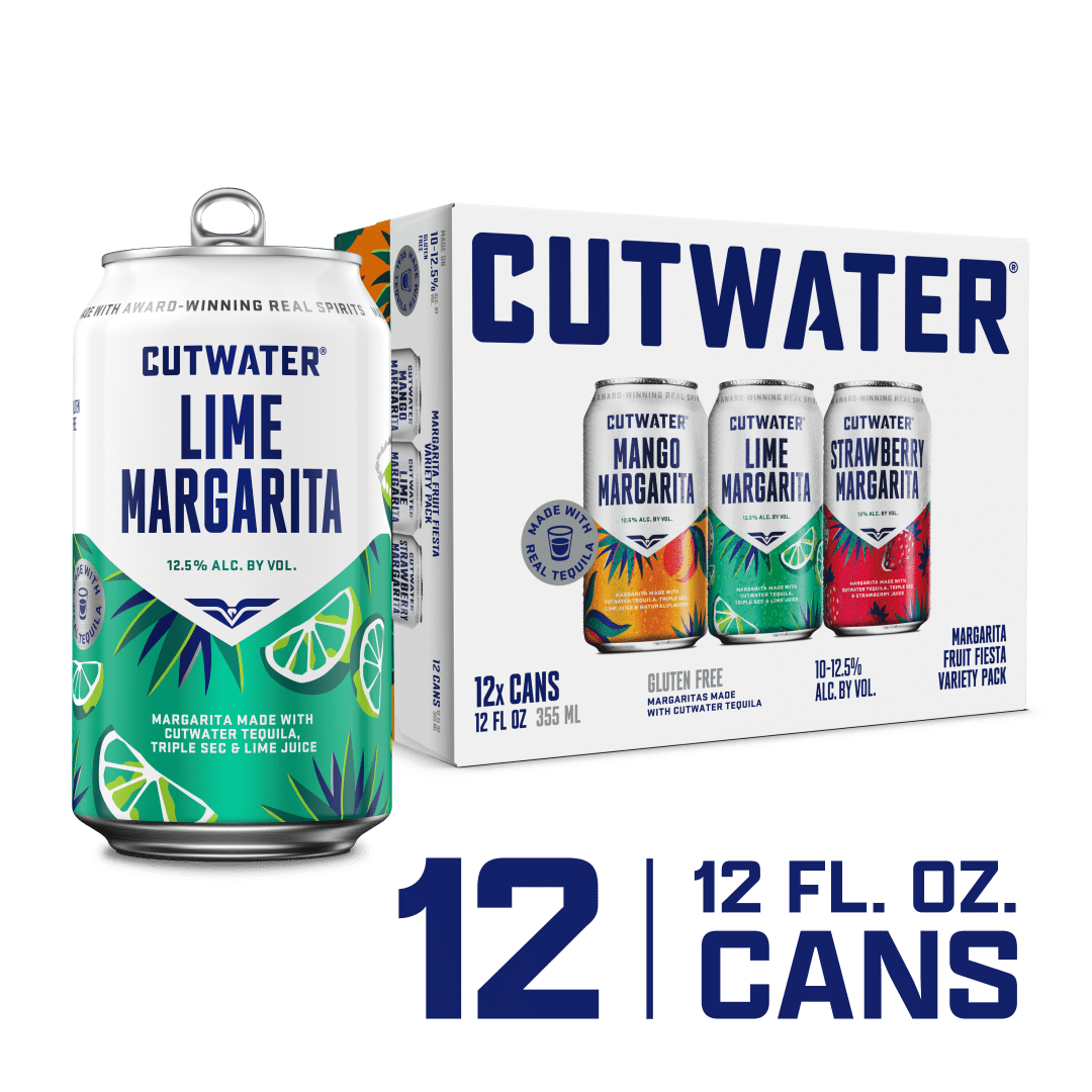 Cutwater Fruit Fiesta 3 Flavor Variety 12 Pack 12 fl oz Cans - Lime Margarita, Mango Margarita, Strawberry Margarita