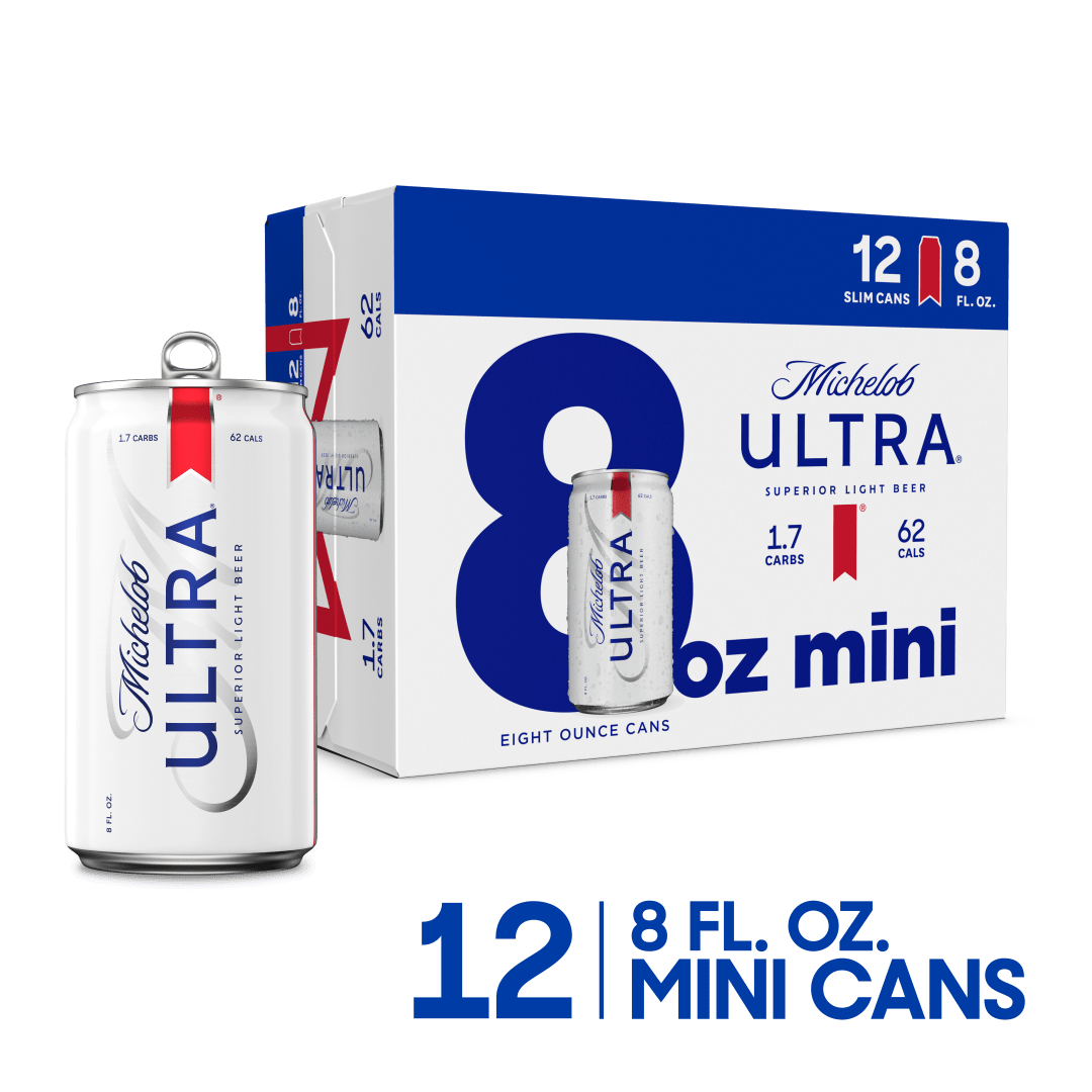 Michelob ULTRA Light Beer, 12 Pack Beer, 8 FL OZ Cans