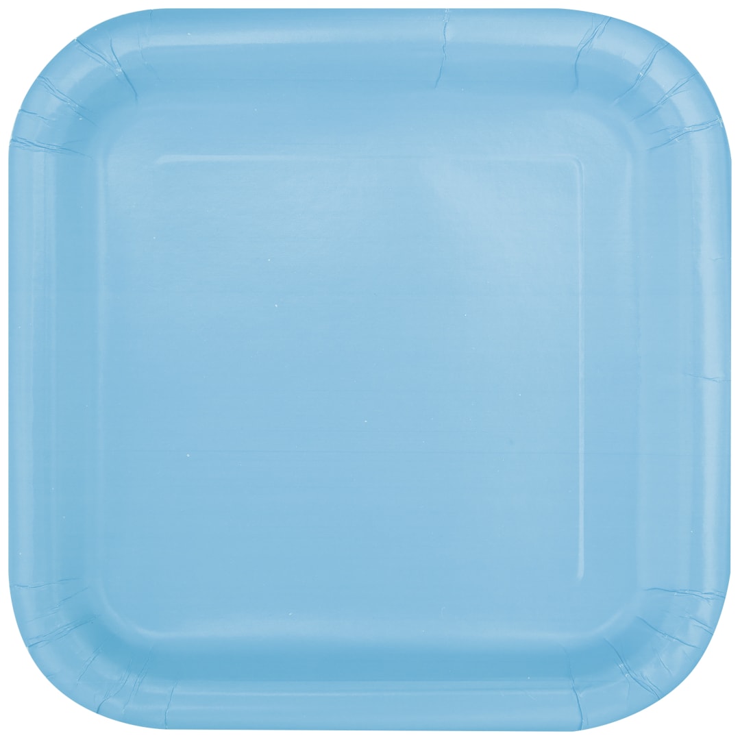 Powder Blue Solid Square 9" Dinner Plates, 14ct