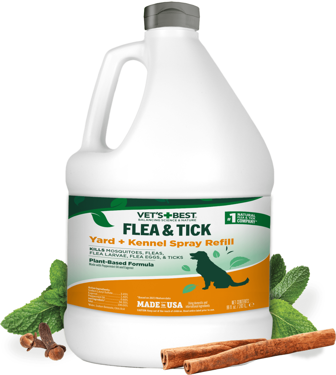 Vet's Best Flea and Tick Yard and Kennel Spray - Yard Treatment Spray Kills Mosquitoes, Fleas, and Ticks with Certified Natural Oils - Plant Safe - 96 oz Refill