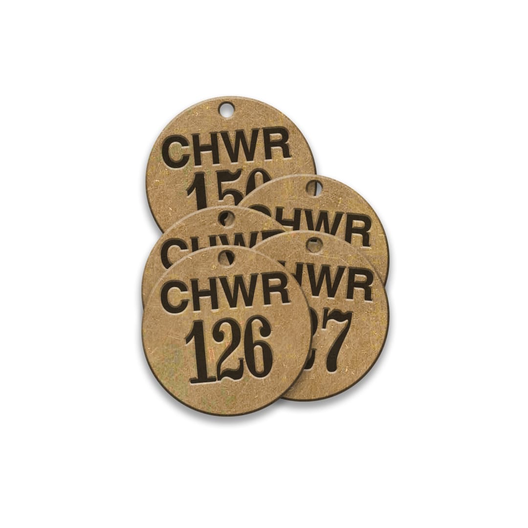 Valve Tag-CHWR Round 126-150 1-1/2" Brass 25 Pack