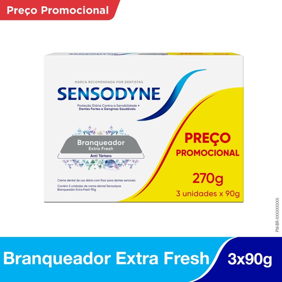 Kit Leve 3 Pague 2 Sensodyne Branqueador Extra Fresh Pasta de Dente Para Dentes Sensíveis 90g