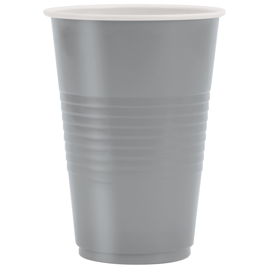 Silver Solid 16oz Plastic Party Cups, 50ct