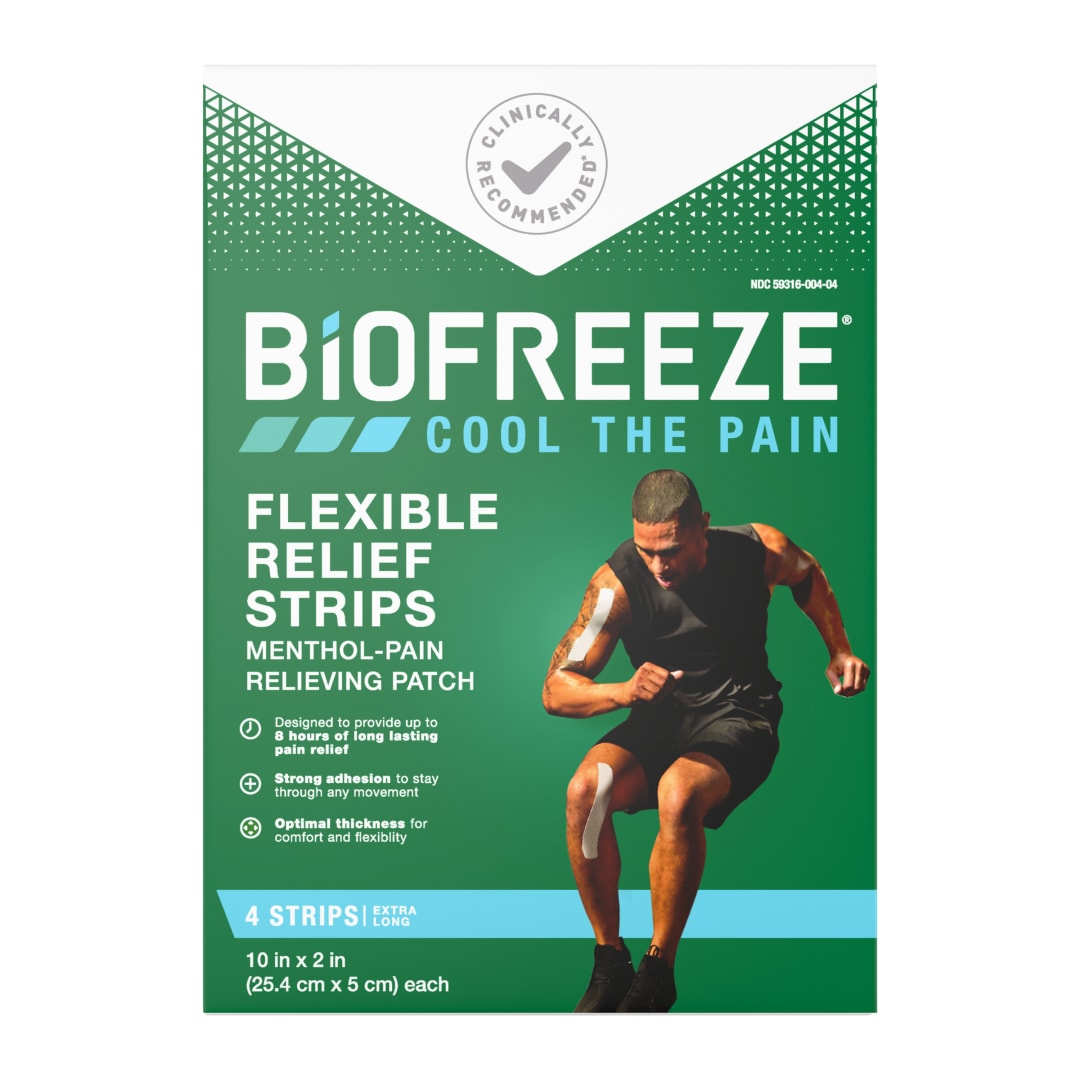 Biofreeze Pain Relief Flexible Relief Strips, 4 Pack