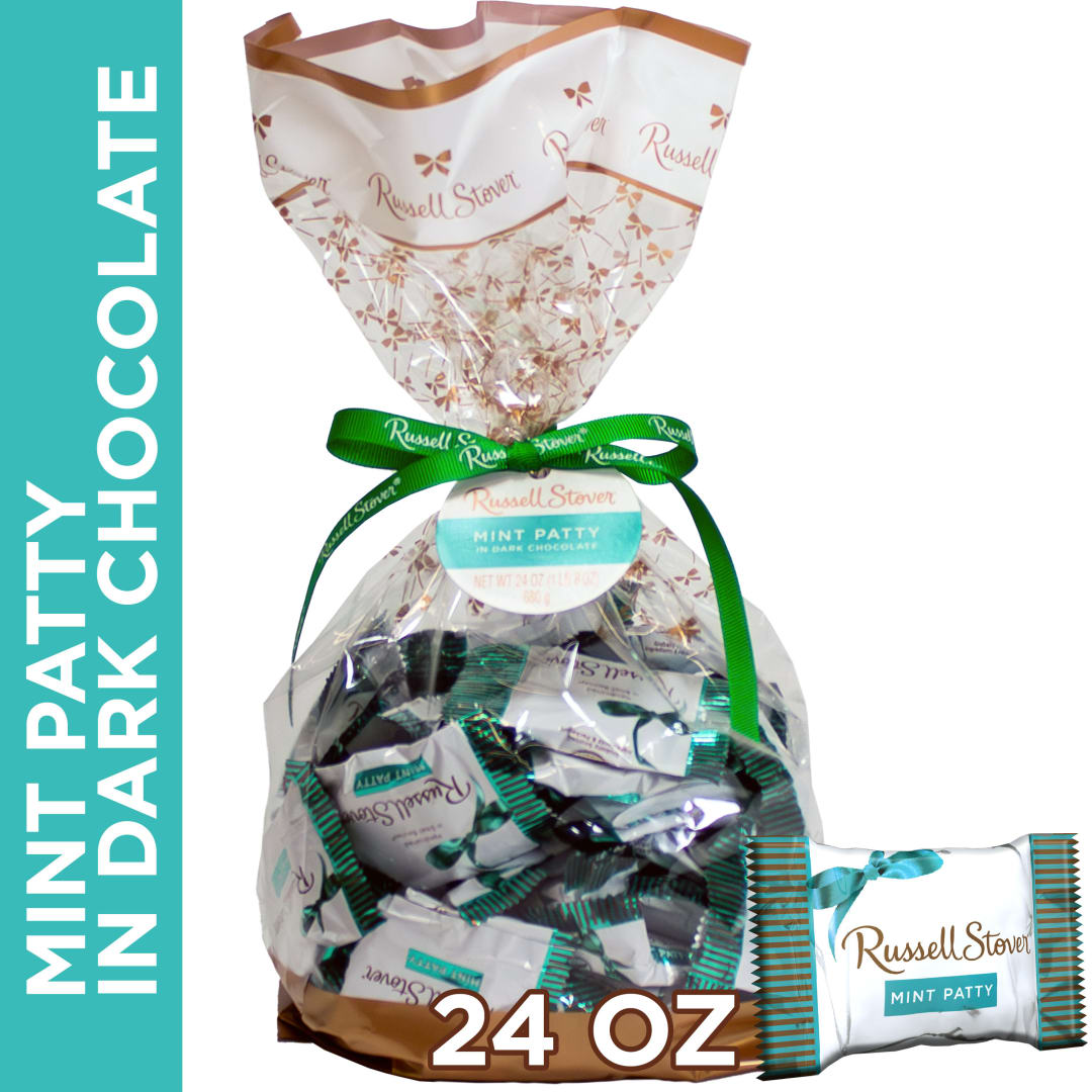 RUSSELL STOVER Dark Chocolate Mint Patties Gift Bag, 24 oz.
