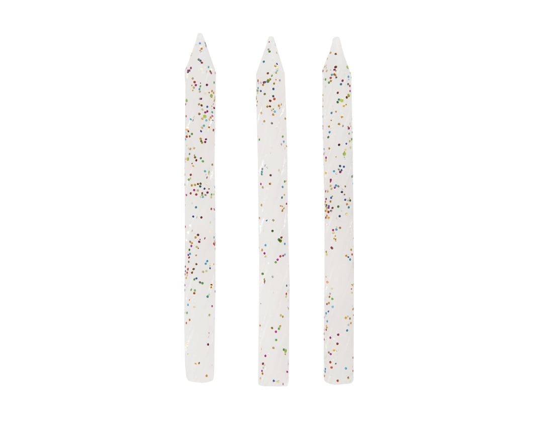 White and Glitter Spiral Birthday Candles, 24ct