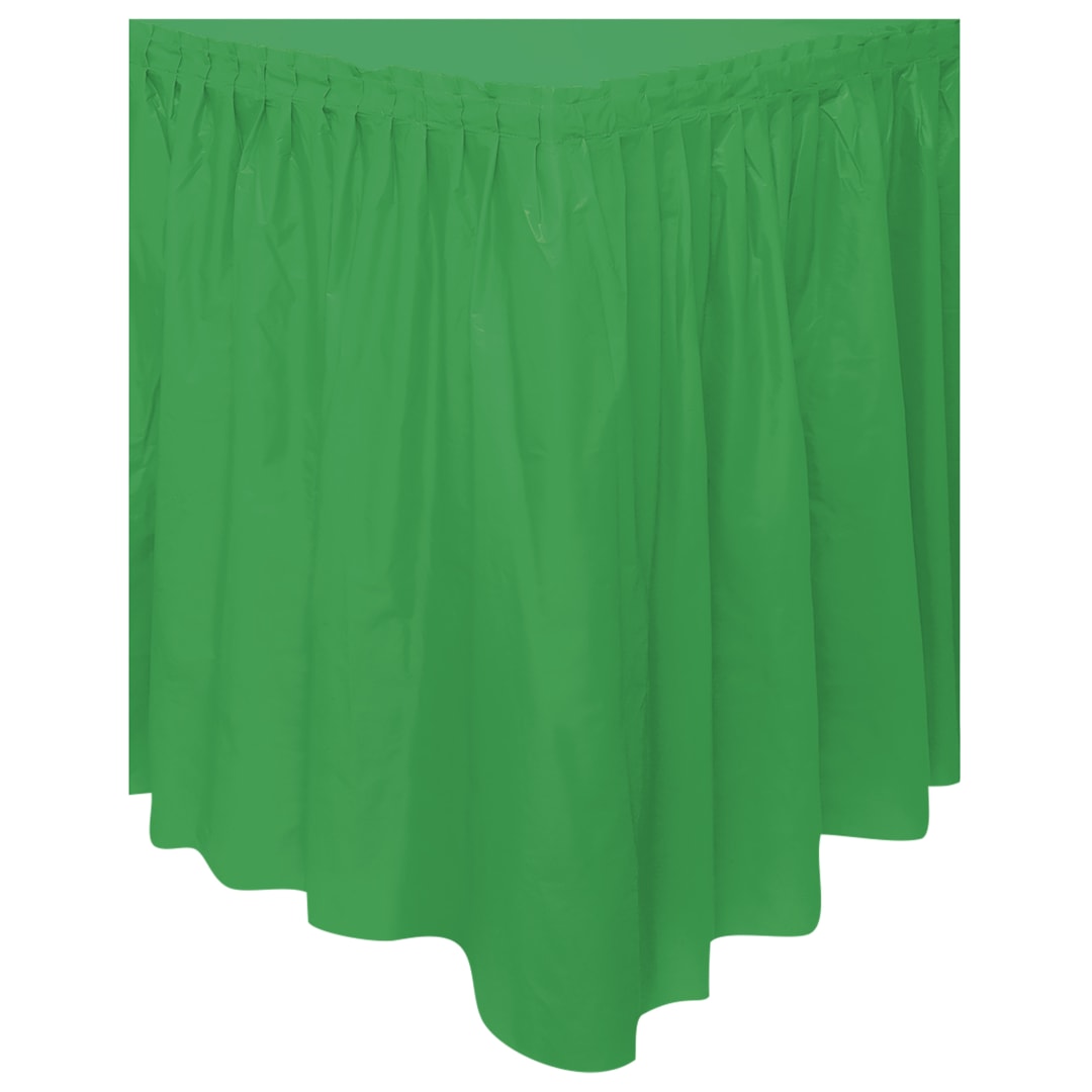 Emerald Green Solid Plastic Table Skirt, 29" x 14 ft