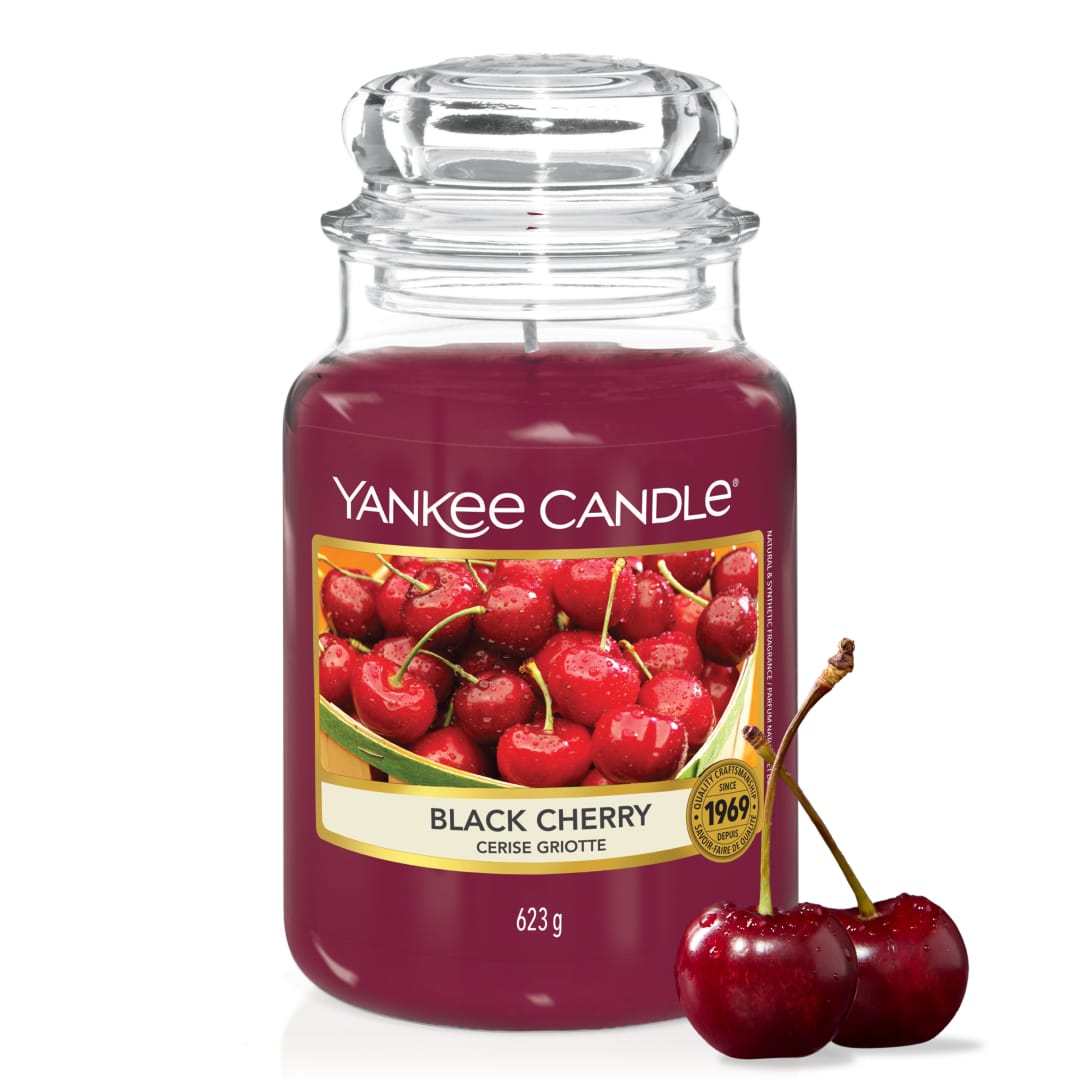 Yankee Candle Vela aromática en tarro grande de Black Cherry | Velas de larga duración: hasta 150 h | Regalos perfectos para mujeres