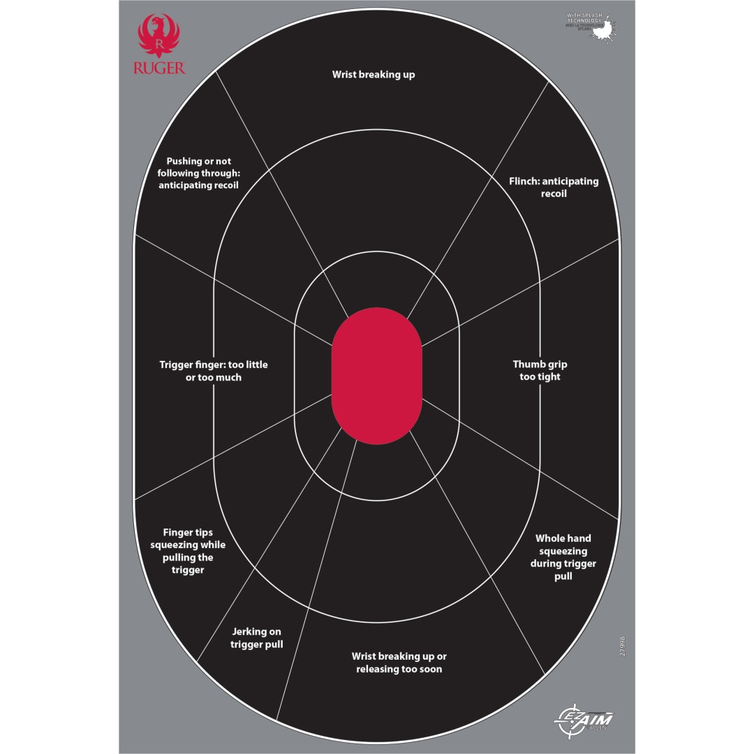 Ruger® Splash Adhesive Paper Shooting Targets, Handgun Trainer, 12"W x 18"H, 5-Pack