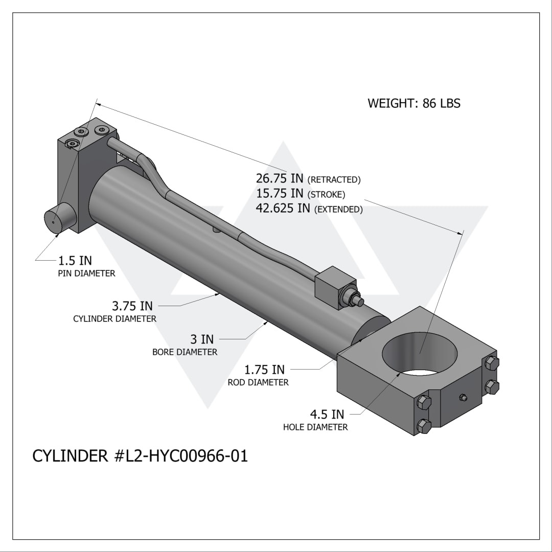 Wastebuilt® Replacement for Labrie Arm Lift Cylinder HYC00966 (Passenger Side) (3" X 1.75" X 15.75")