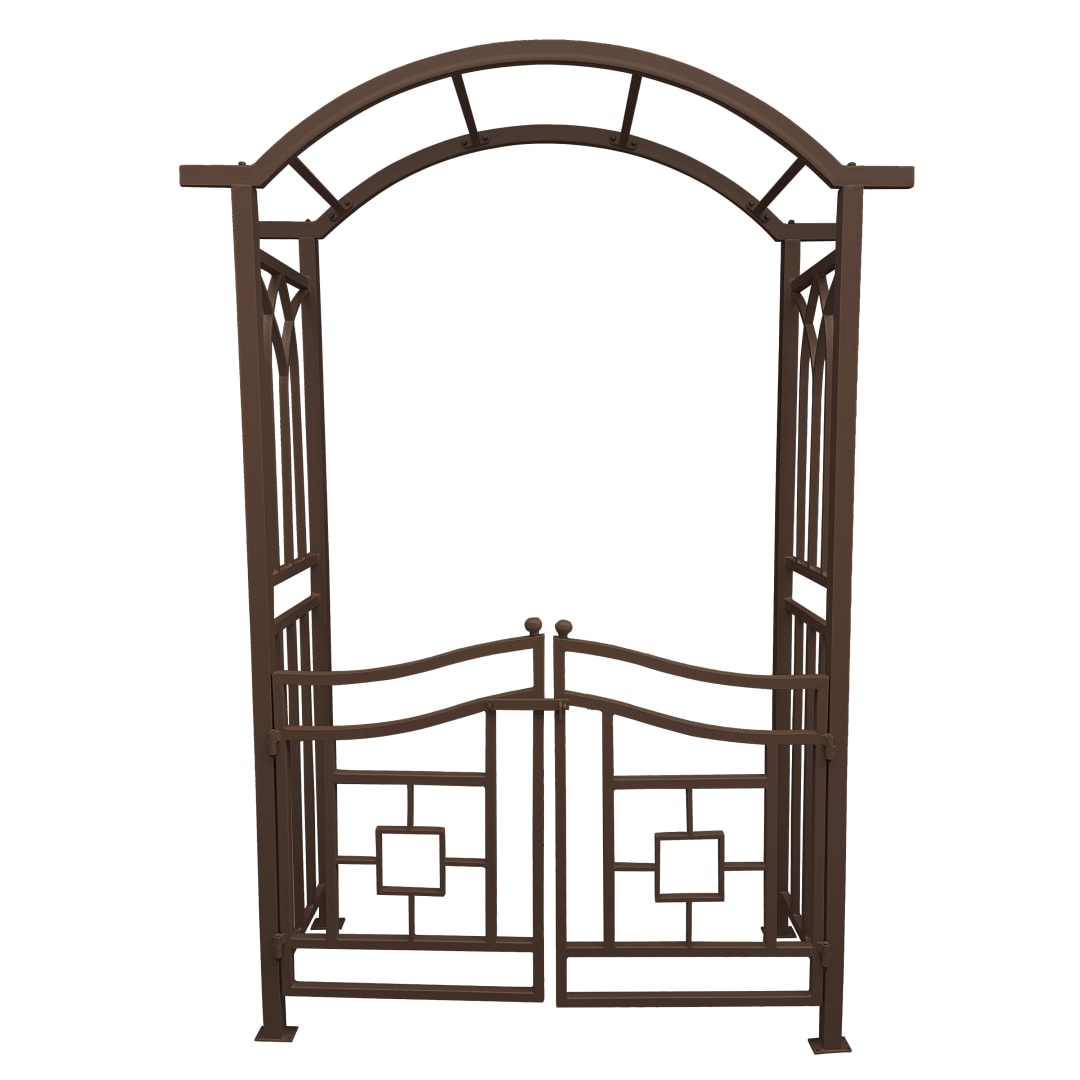 Brown Aluminum Garden Arbor Arch with Gate