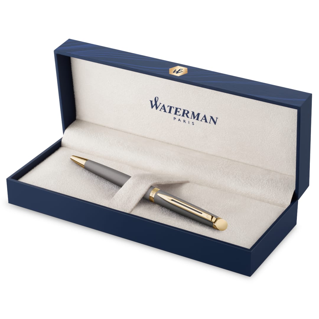 Waterman Hemisphere Ballpoint Pen | Stone Grey (The Understated Edit Collection) | Medium Point with Blue Ink | Gift Box