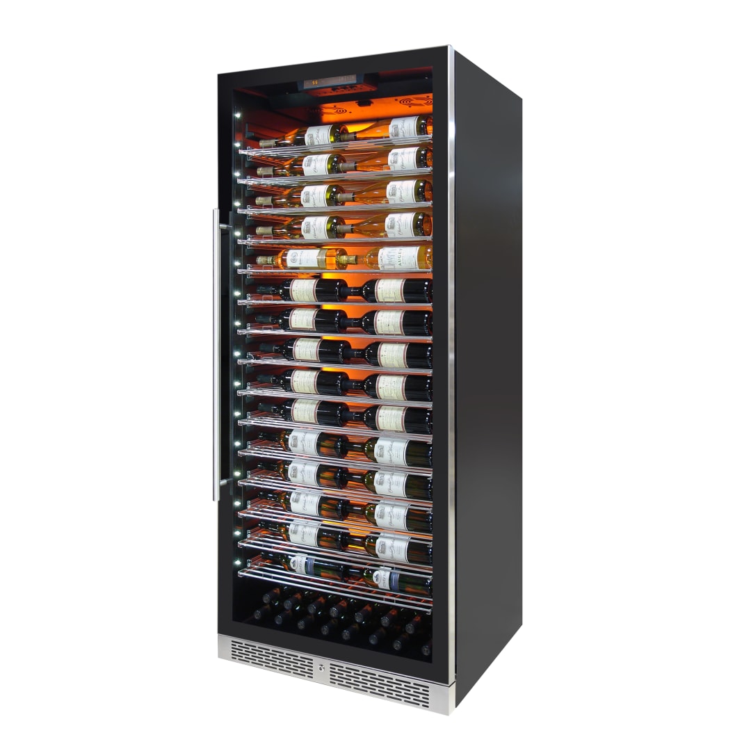 Vinotemp Backlit Series Commercial 300 Wine Cooler, Right Hinge, 188 Bottle Capacity, in Black (EL-300COMM)