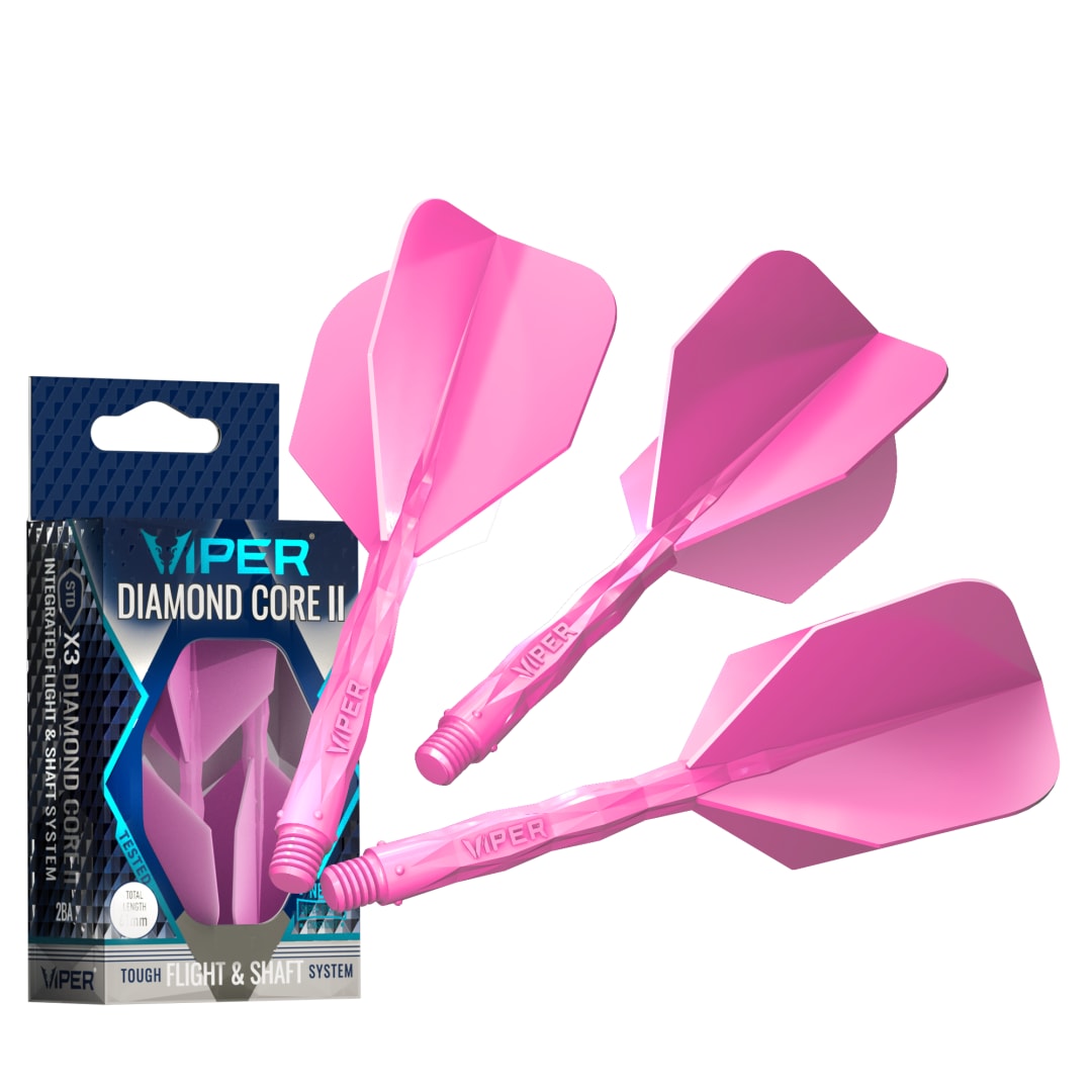 Viper Diamond Core II Integrated Dart Flight & Shaft System - Medium Shaft, Standard Flight - Neon Pink