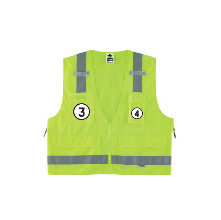 GloWear 8250Z Hi-Vis Surveyor Vest - Type R, Class 2, Zipper, 7 Pockets