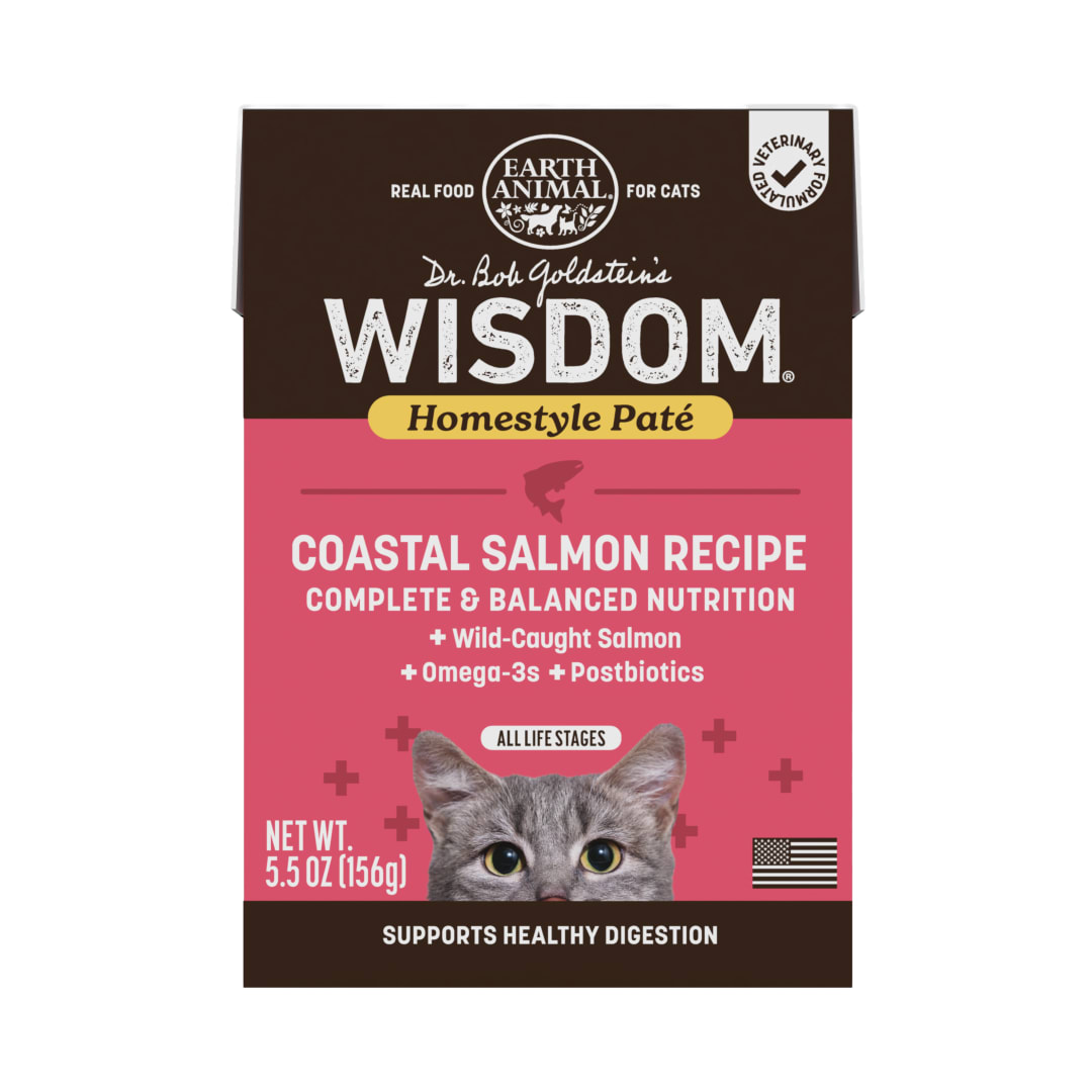 Earth Animal Wisdom Homestyle Paté Coastal Salmon Recipe Wet Cat Food, 5.5 oz Box