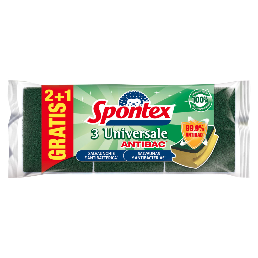 Spontex Universale Estropajos de Cocina Anti-Bacterias | 3 Estropajos Salvauñas
