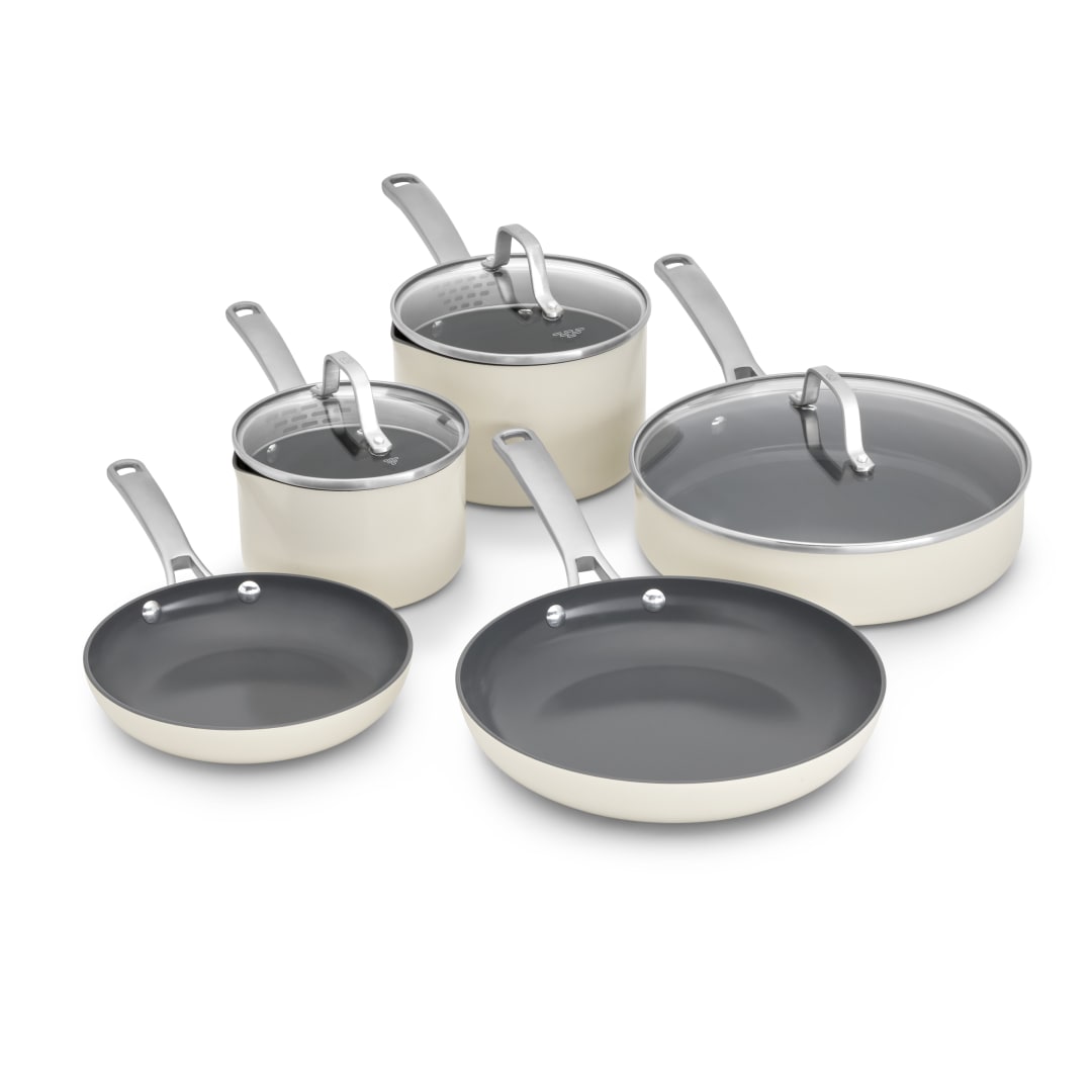 Calphalon Ceramic Nonstick 8 Piece Cookware Set, Easy Cleanup Pots and Pans for Everyday Cooking, PFAS-Free Kitchen Set, Dishwasher Safe, Oven Safe, Flour