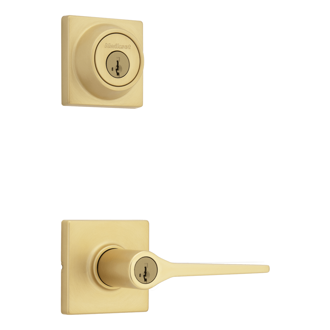 Hollis Square Combo Pack Lever  in Satin Brass