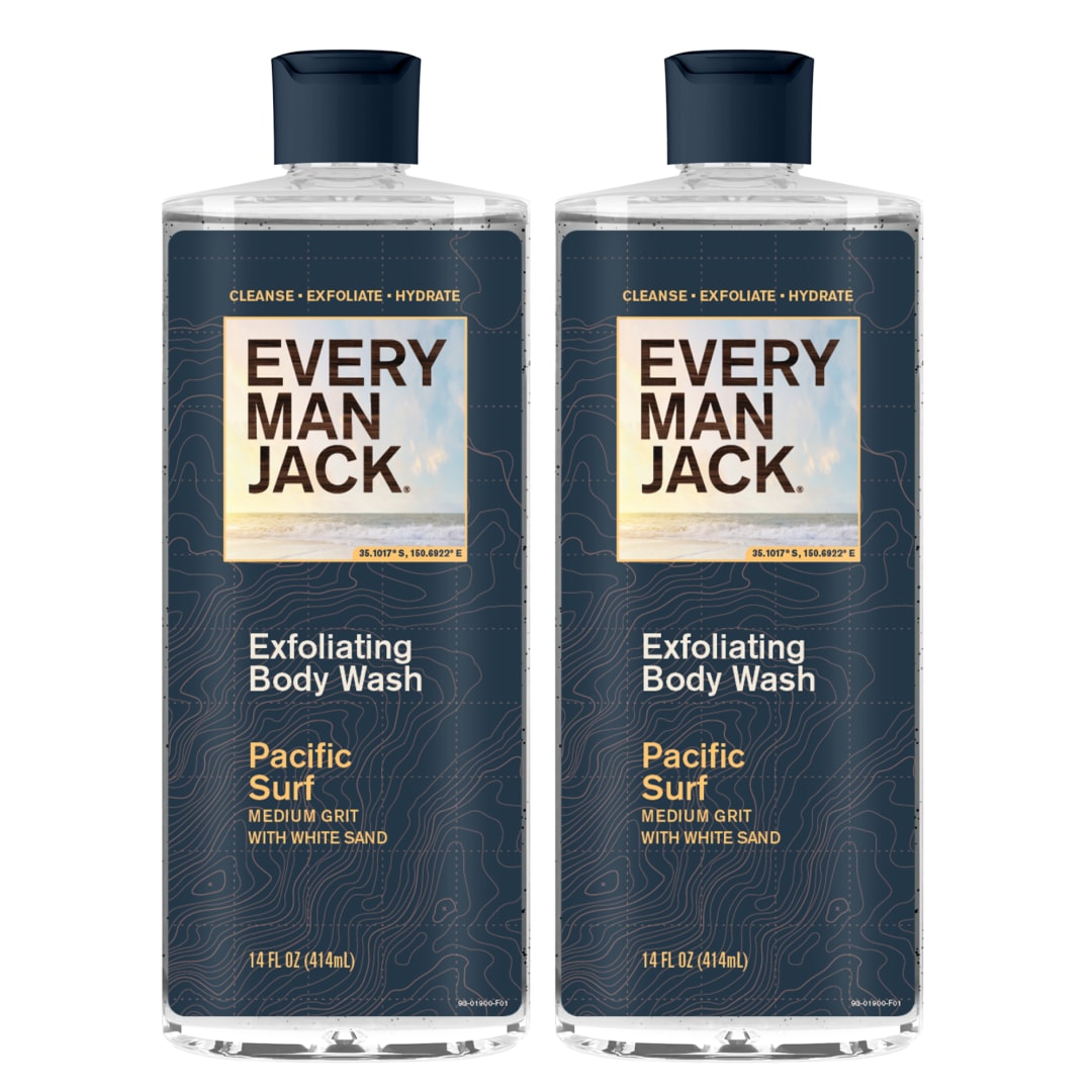 Every Man Jack Exfoliating Body Wash for All Skin Types - Pacific Surf - 14 fl oz (2 Pack)