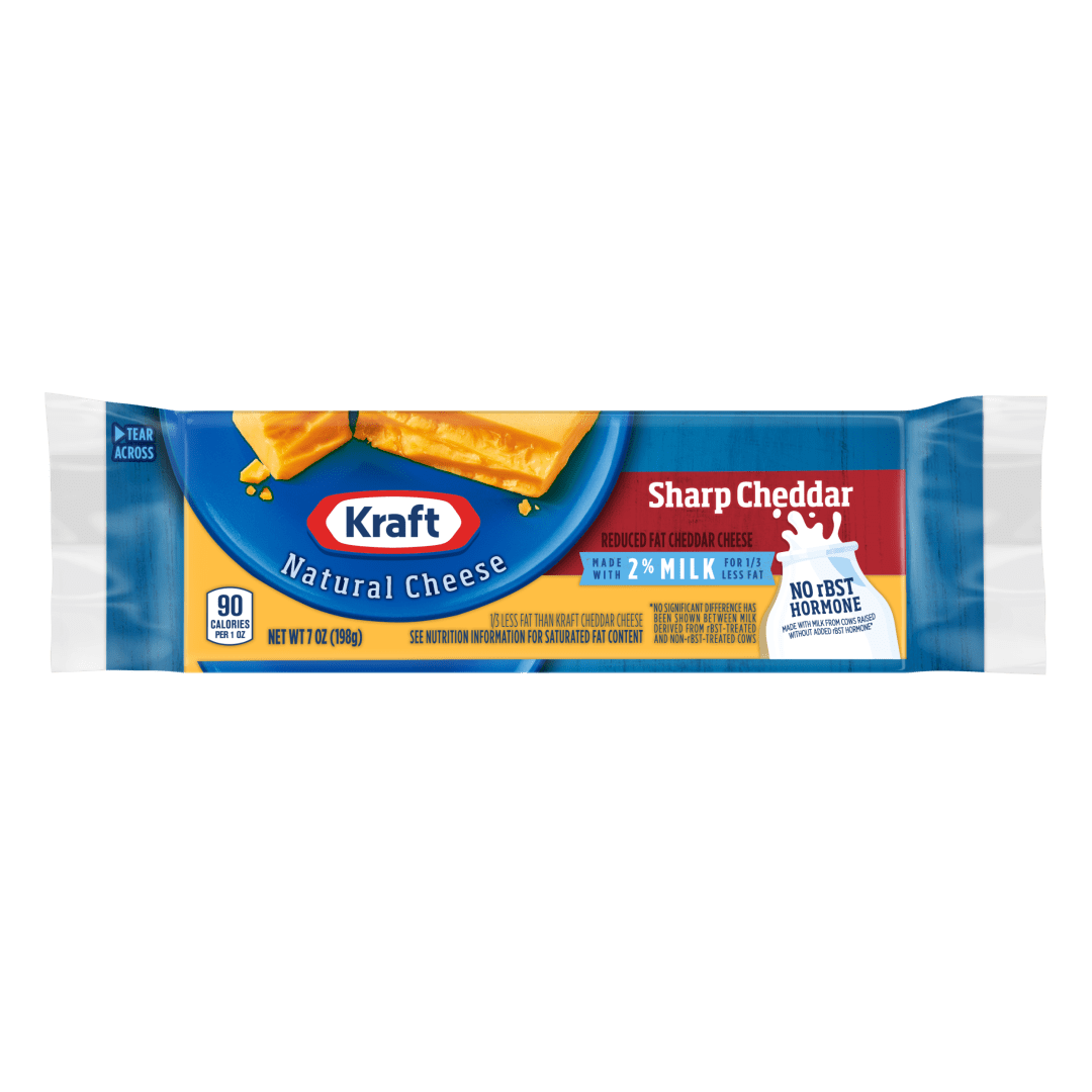 Kraft Sharp Cheddar Cheese with 2% Milk, 7 oz Block