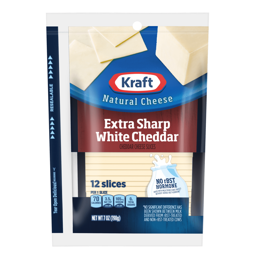 Kraft Extra Sharp White Cheddar Cheese Slices, 12 ct Pack