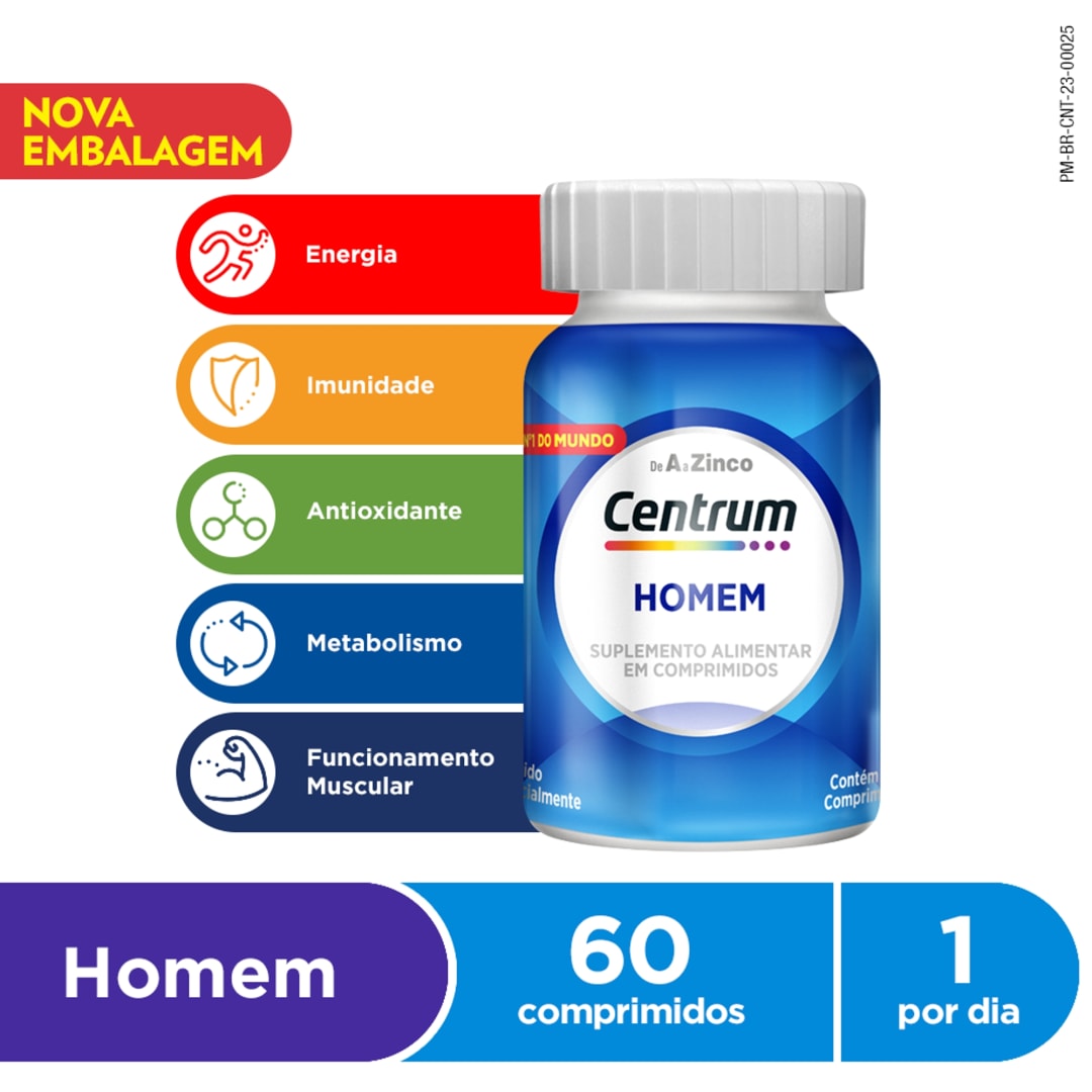 Centrum Gender Homem Multivitaminico de A a Zinco com Vitaminas e Minerais 60 comprimidos