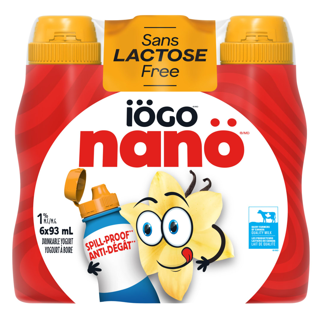 iÖGO nanö Drinkable Vanilla Lactose-Free Yogurt 1%, 6x93mL