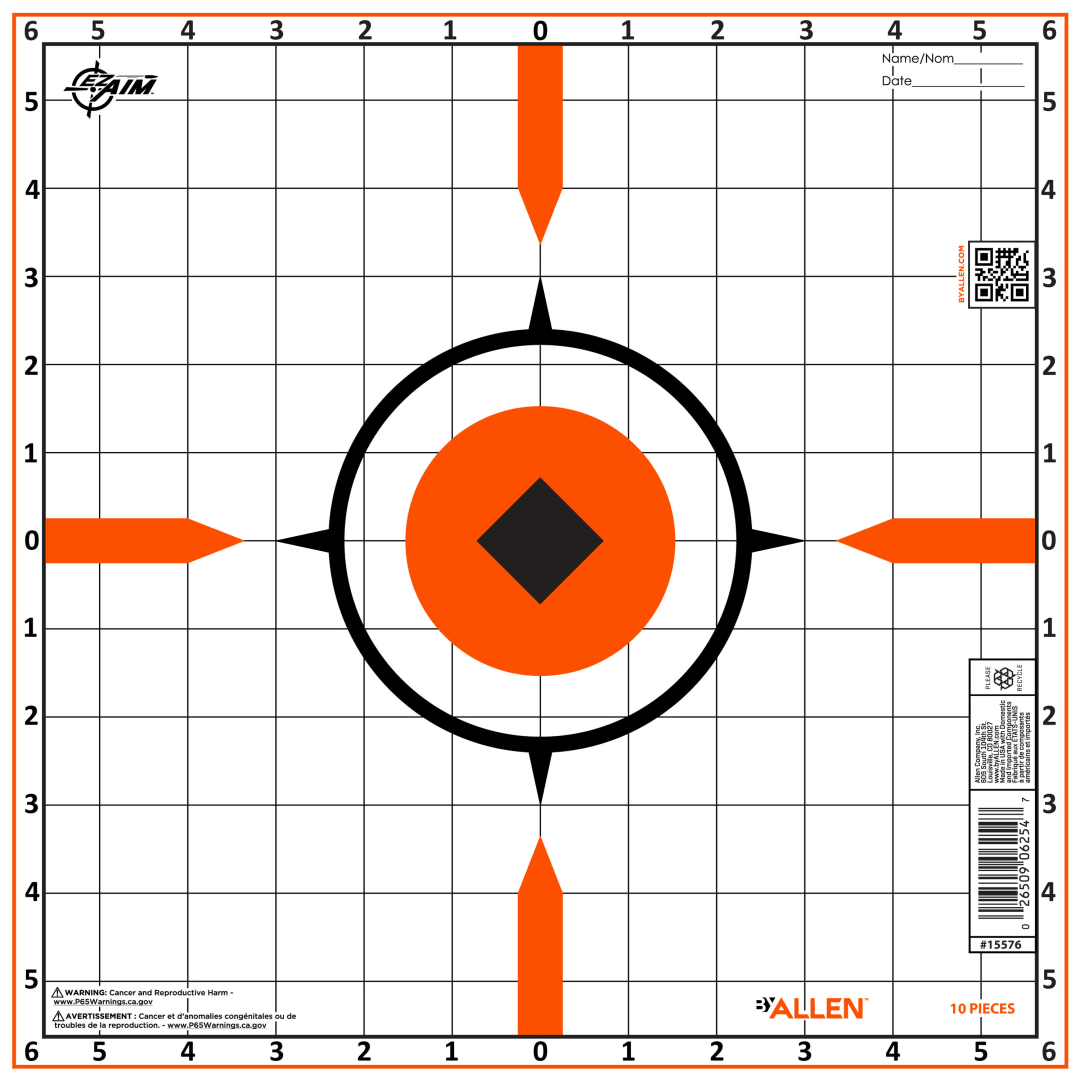 EZ Aim® Paper Sight-In Grid Shooting Targets, 23" x 35", 10-Pack, Orange/White