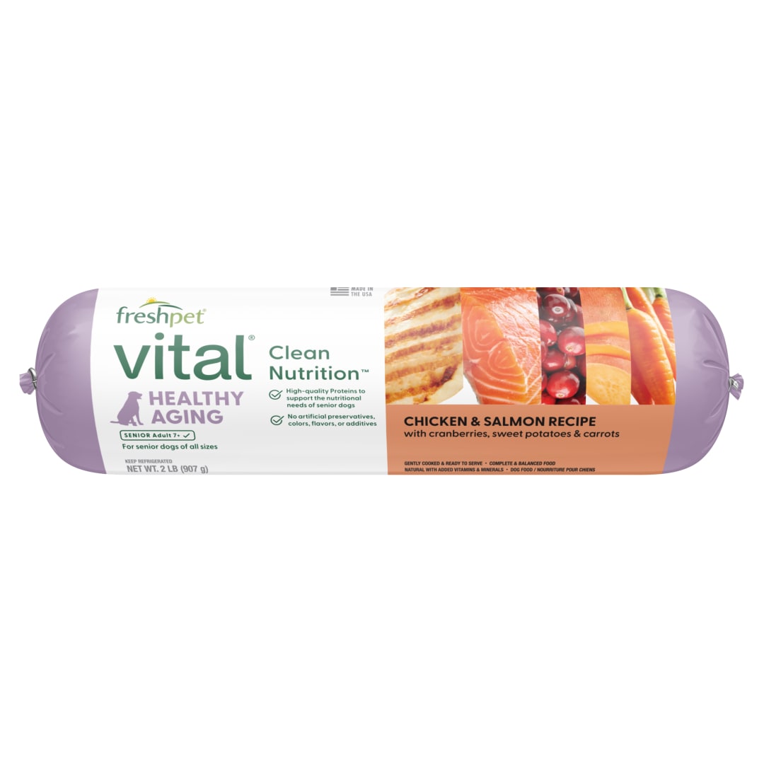 Freshpet Vital, Fresh Dog Food, Healthy Aging Chicken & Salmon Recipe, 2 lbs.