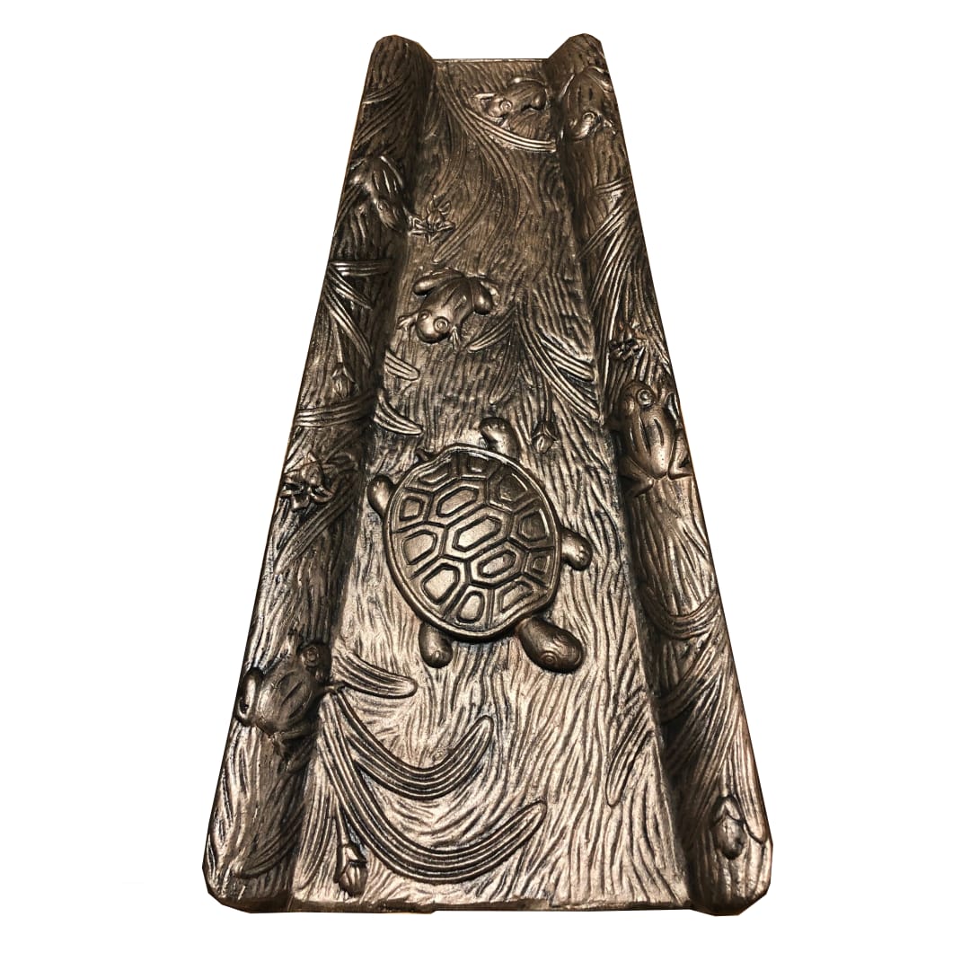 Bronze Cast Aluminum Downspout Gutter 22.5 in. Turtle Splash Block