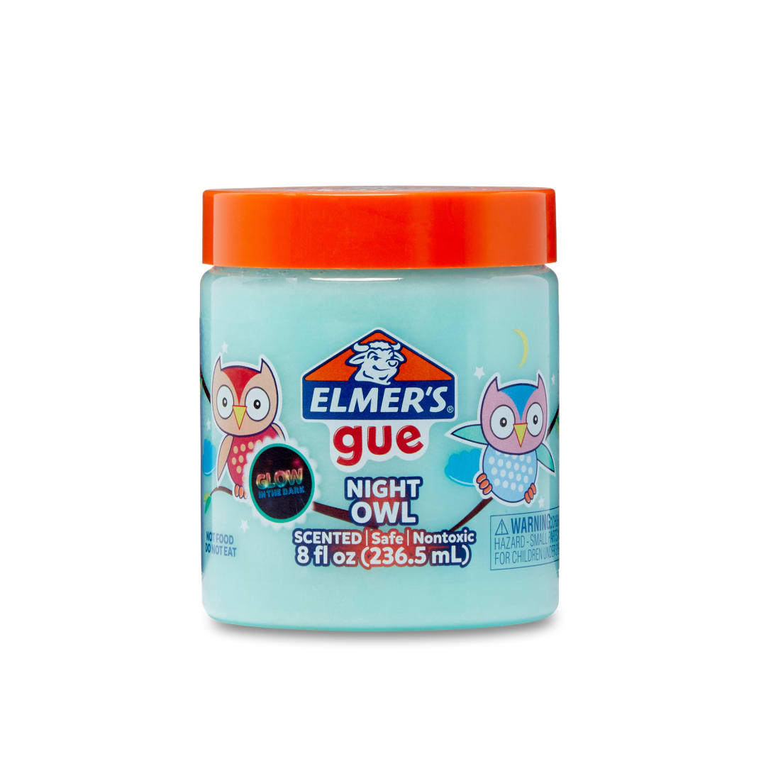 Elmer’s Pegamento Slime Night Owl  – 236.5 ml, 8oz, de slime brillante que brilla en la oscuridad, listo para usarse y sin desorden